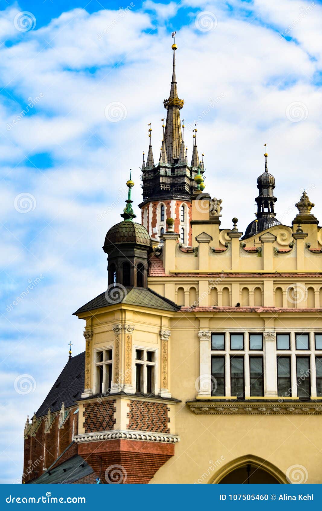 architecture of krakow, poland, bazylika mariacka
