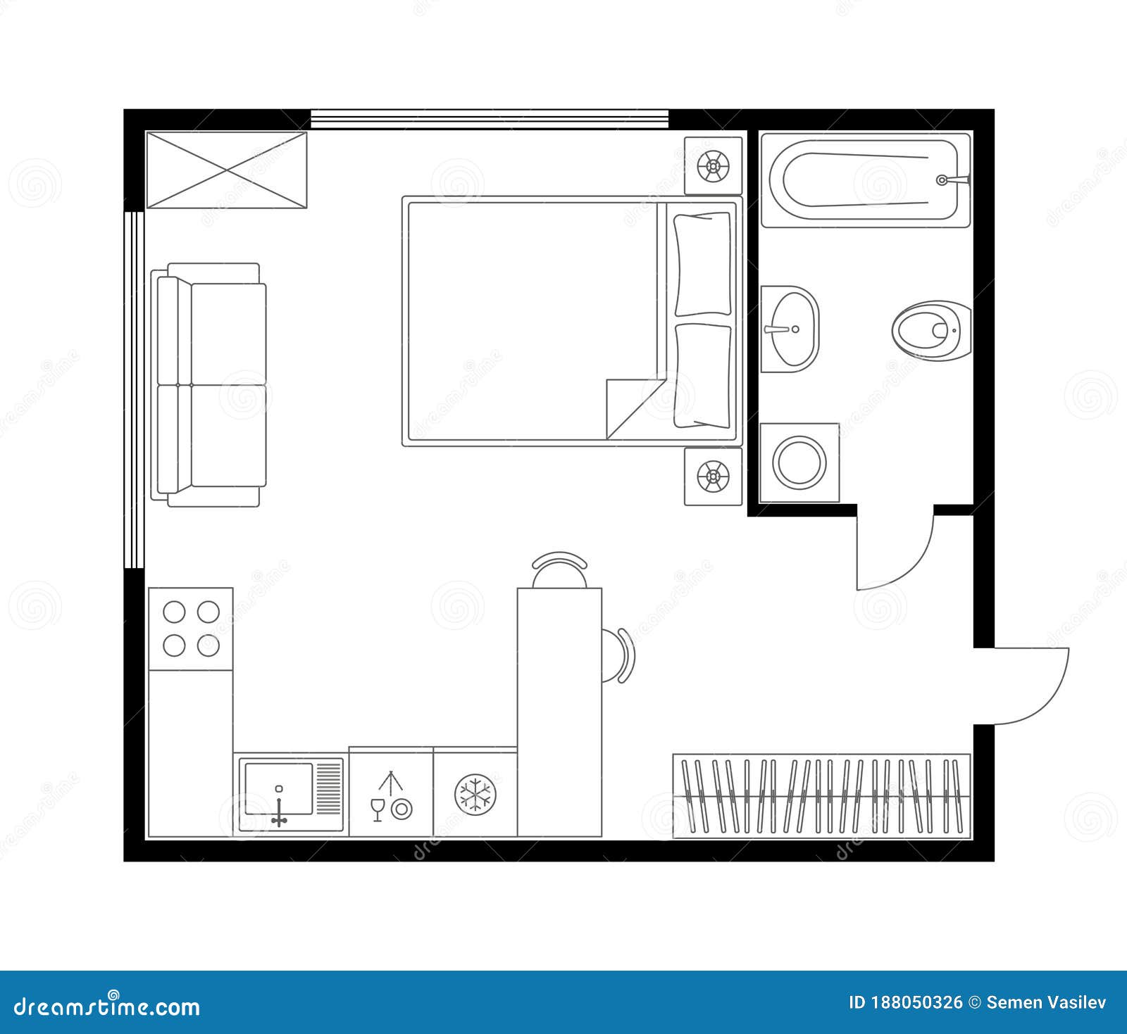 Architecture Plan of Apartment, Studio, Condominium, Flat, House ...