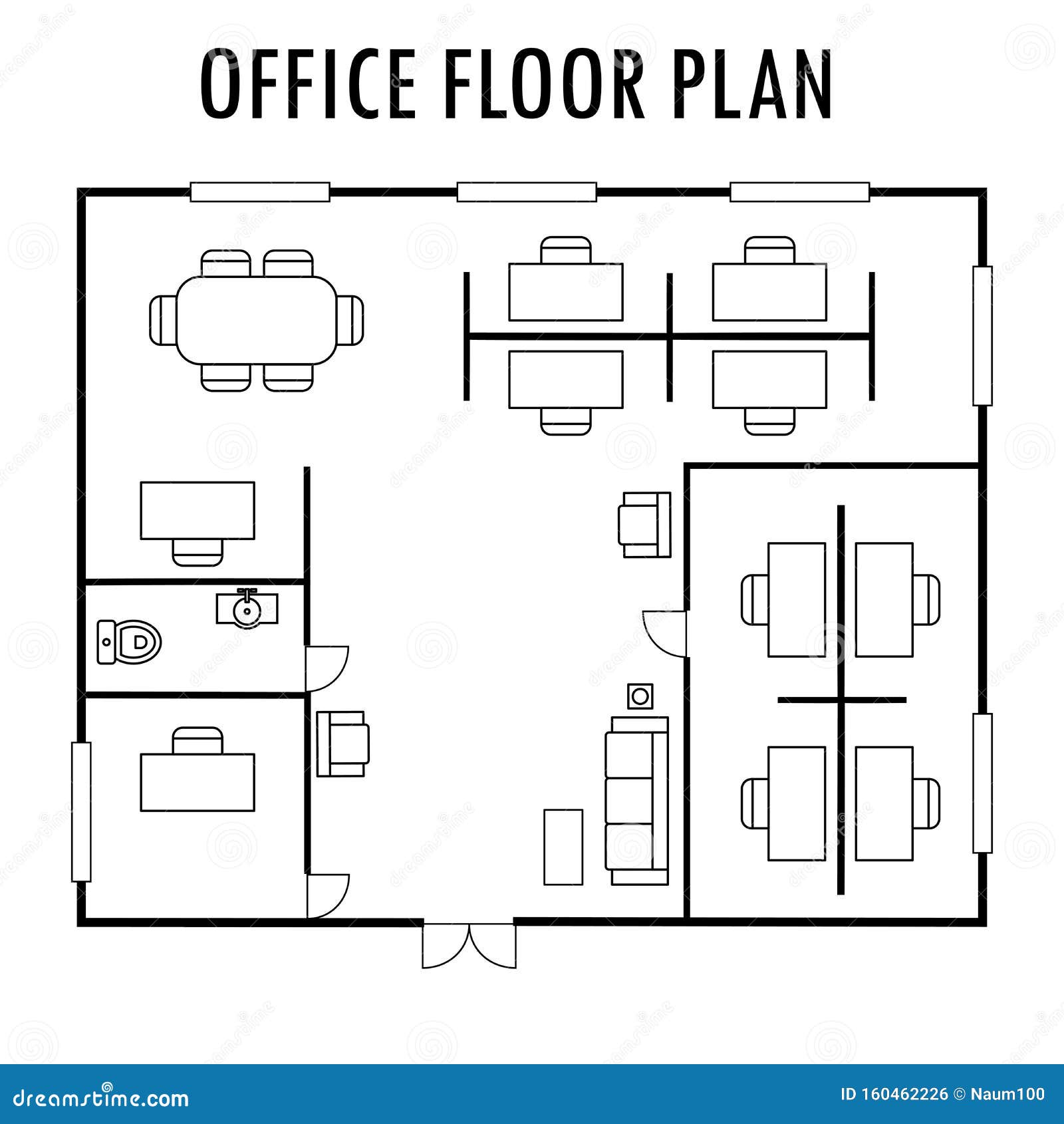 Architecture Plan With Furniture. Office Floor Plan