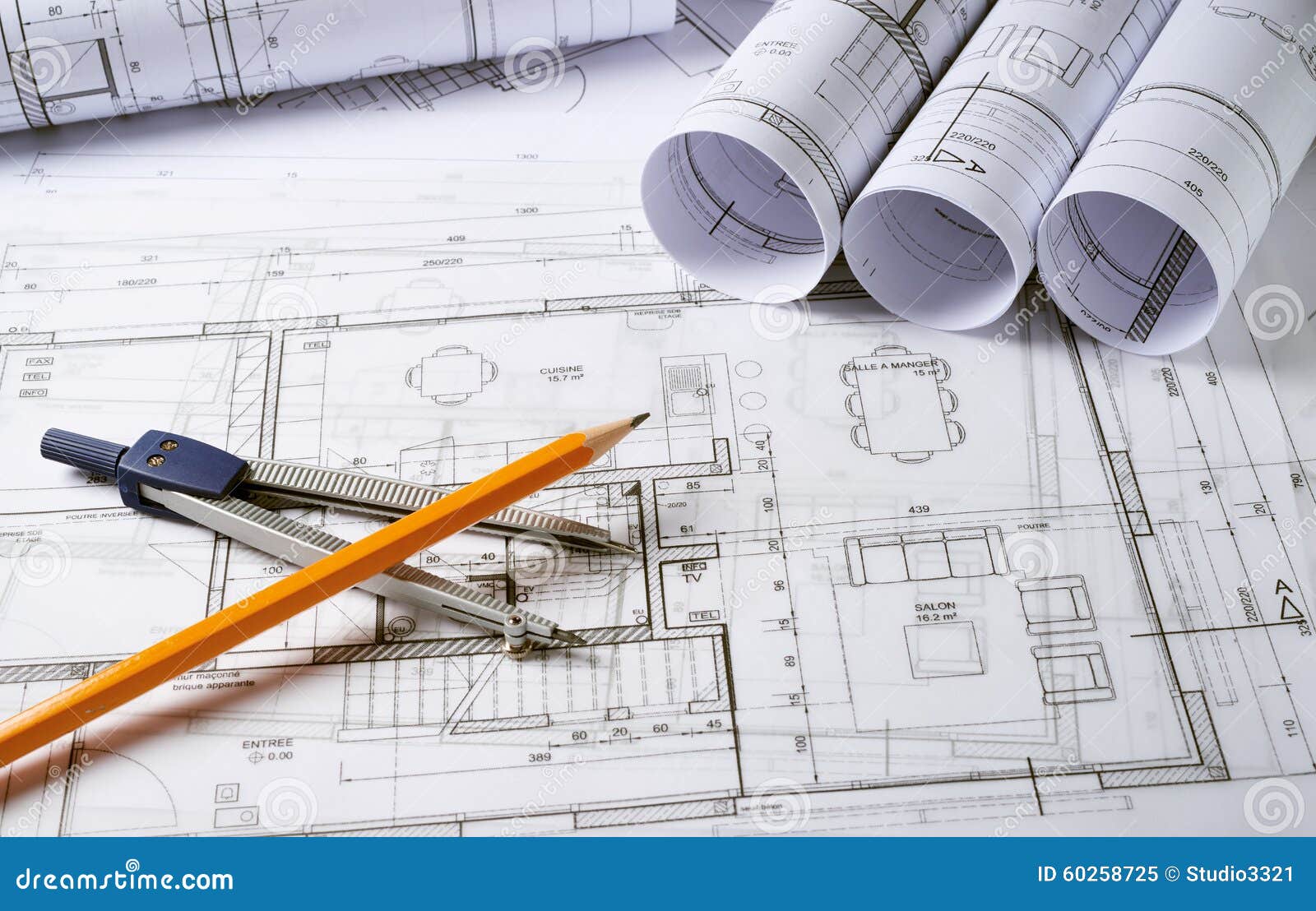 architecture plans compass sketch house project 60258725