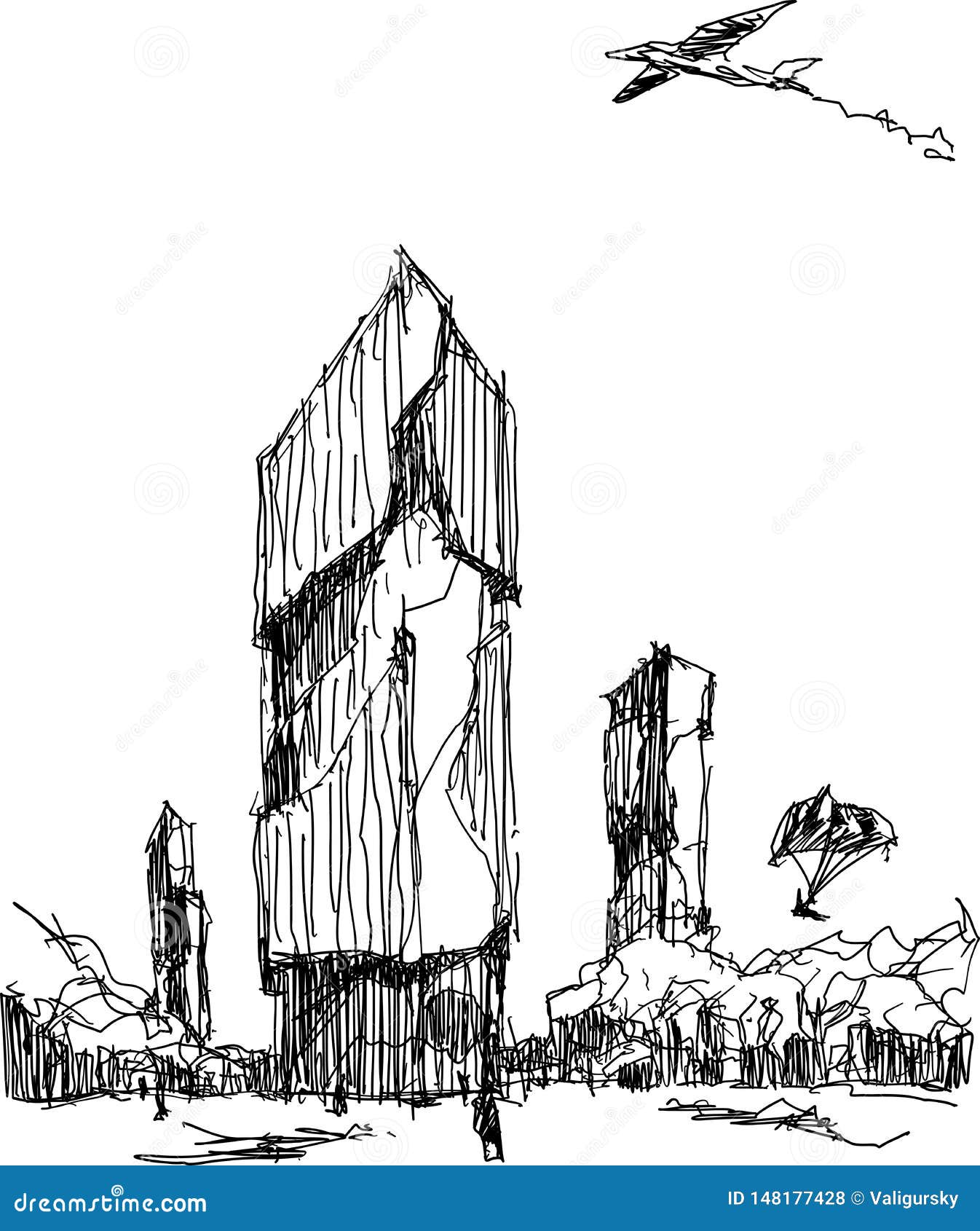 Many Hand Drawn Architectectural Sketches Of A Modern Abstract Architecture  Nad Geometric Objects And Urban Ideas And Drafts And Bank Building Royalty  Free SVG, Cliparts, Vectors, and Stock Illustration. Image 134515196.