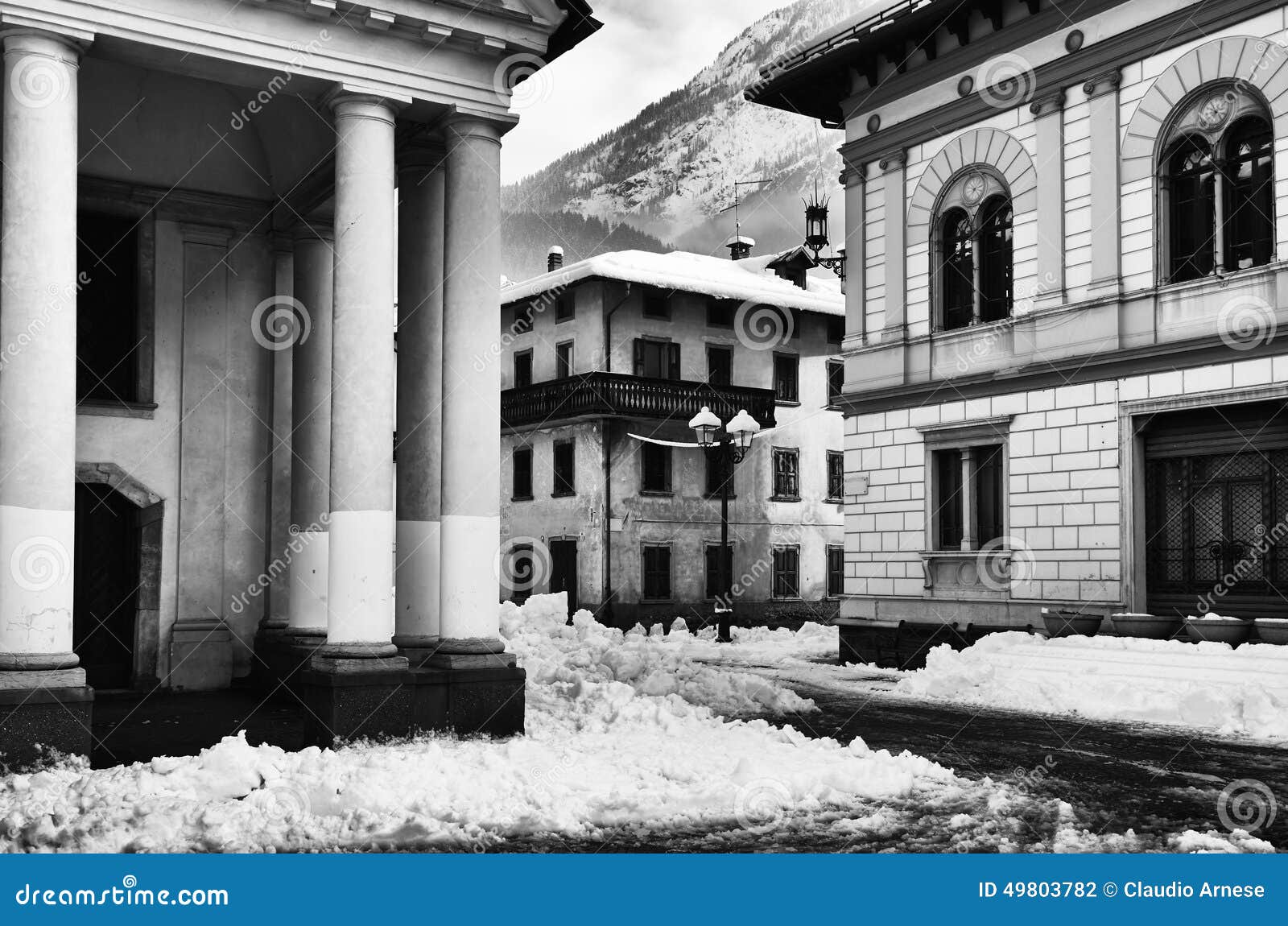 Architecture of snowy town stock photo. Image of home 49803782