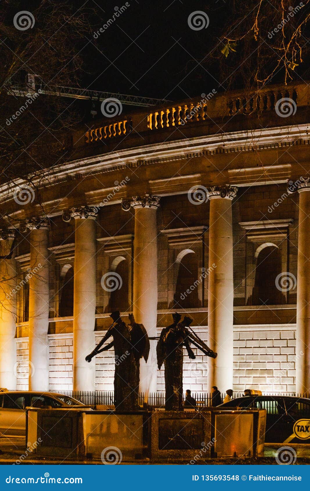 Architecture and Statue in DUblin City Centre Editorial Stock Photo