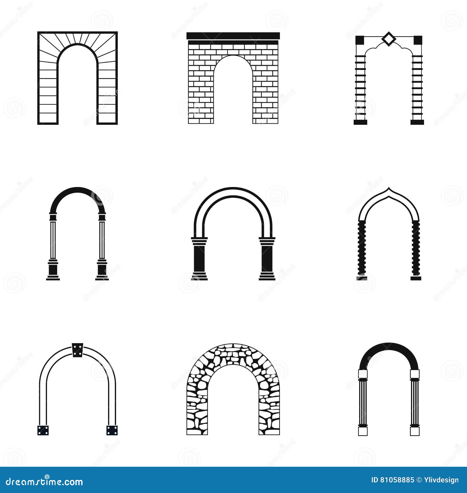 archway icons set, simple style