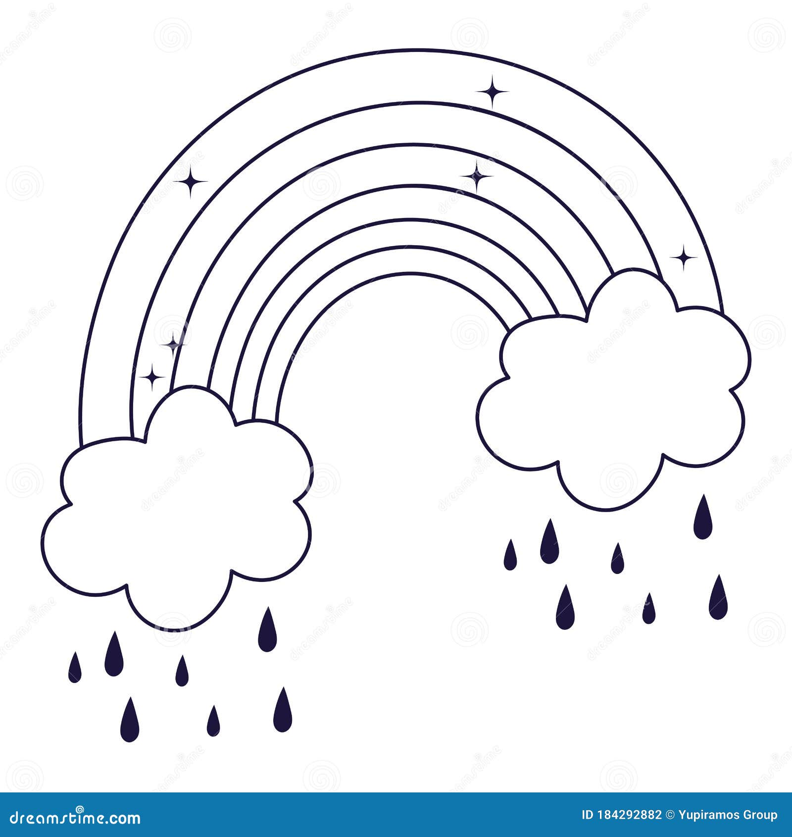 Arco-íris E Nuvens De Chuva Com Gotas De Chuva Em Cores Arco-íris  Ilustração do Vetor - Ilustração de céu, creativo: 259763006