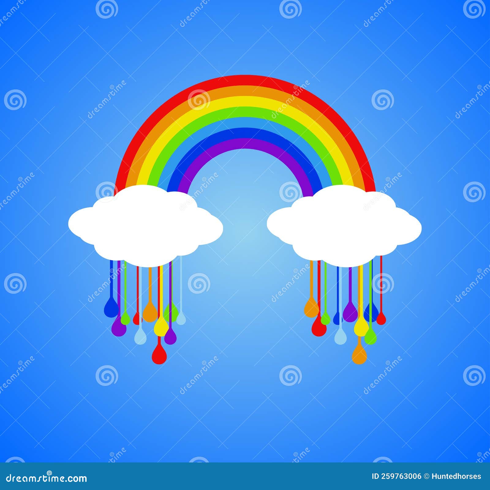 Arco-íris E Nuvens De Chuva Com Gotas De Chuva Em Cores Arco-íris  Ilustração do Vetor - Ilustração de céu, creativo: 259763006