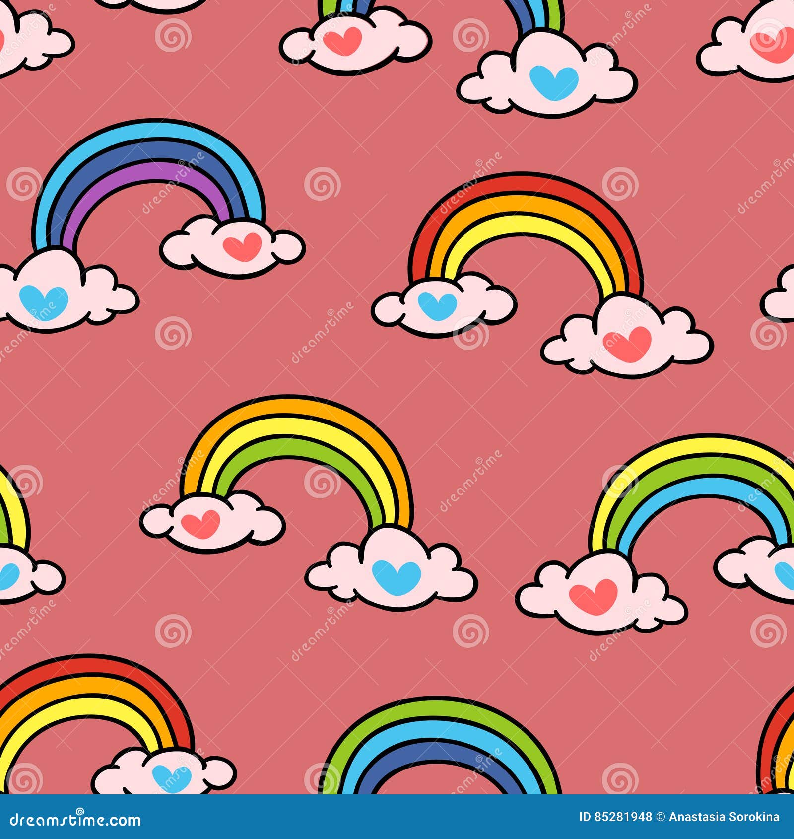 Arco-íris. Padrão Contínuo Vetorial Ilustração do Vetor - Ilustração de  vetor, bonito: 85281948, image size:1600x1690