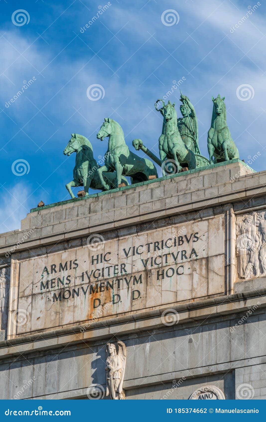 arco de la victoria triumphal arch in moncloa district of madrid, spain.