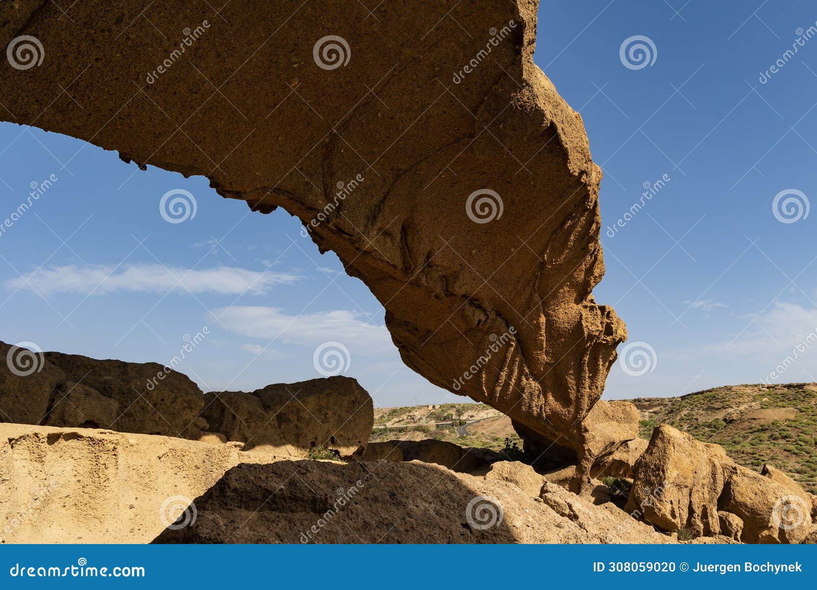 arco de tajao, a natural arch consisting of volcanic tufa, arico, tenerife, spain