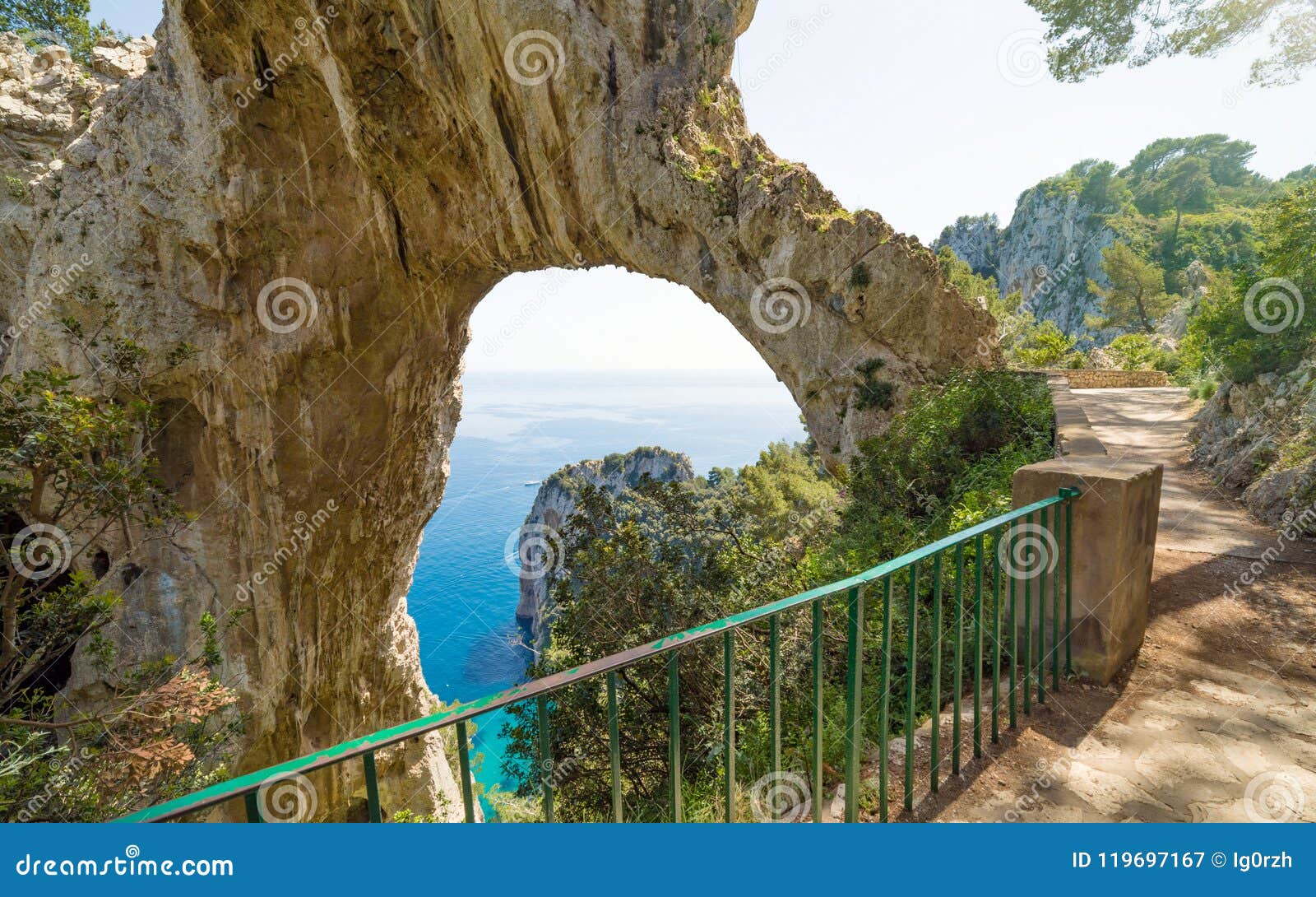 Arco Naturale is Natural Arch on Coast of Island of Capri, Italy