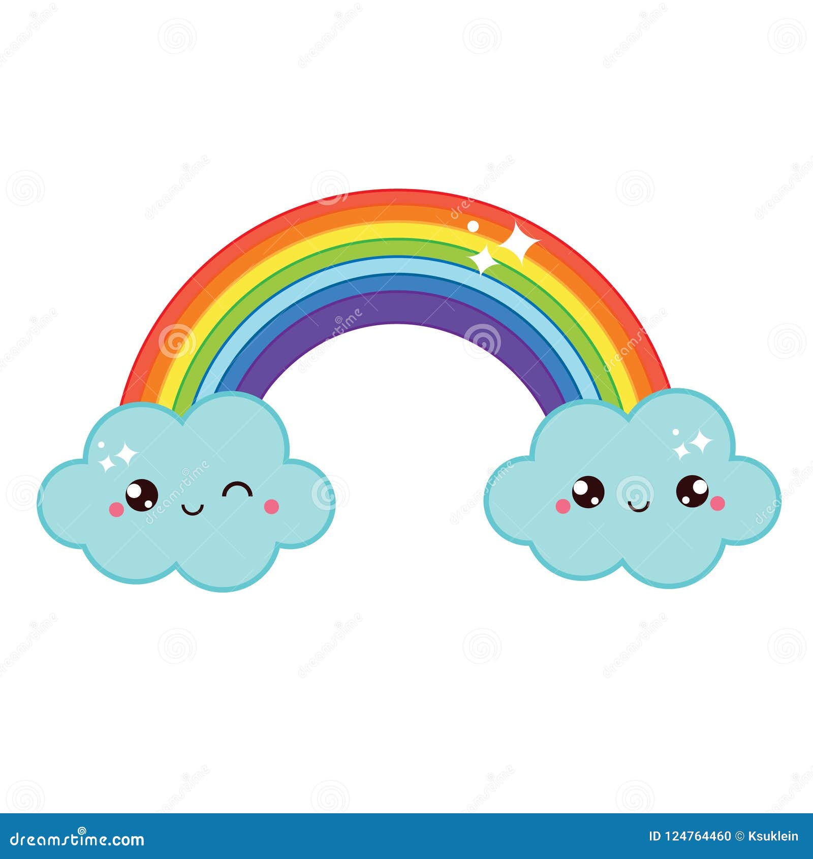 Arco-íris bonito do kawaii ilustração do vetor. Ilustração de chuveiro