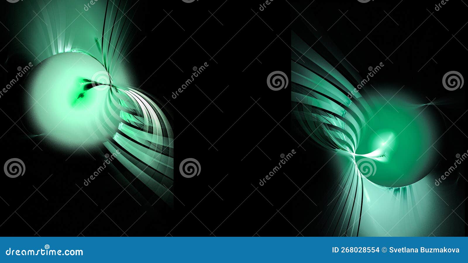 Arcs of Rays Radiate from Glowing Green Circles on a Black Background