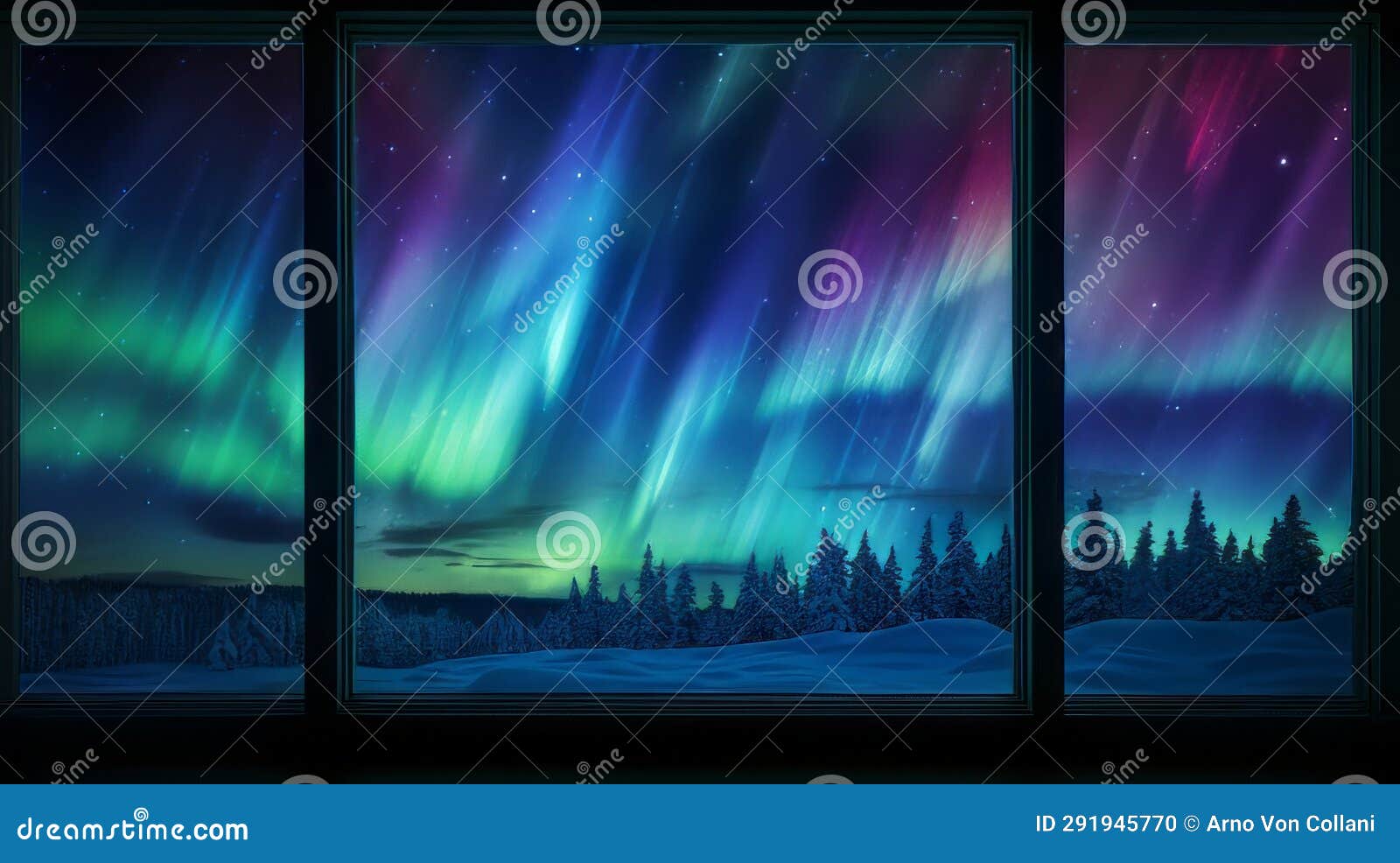 Arctic Enchantment: Northern Lights Illuminate the Window View into 