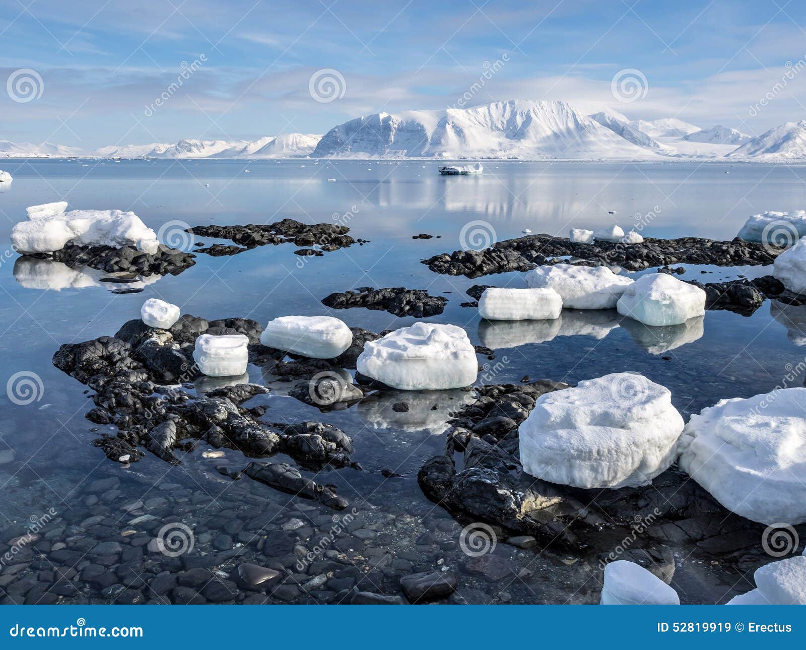 arctic landscape - ice, sea, mountains, glaciers - spitsbergen, svalbard