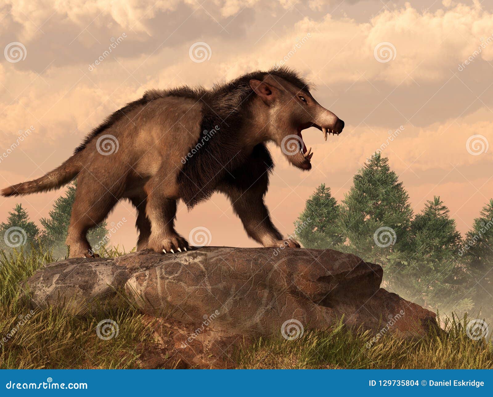 Deinotherium and Bear Dogs stock image