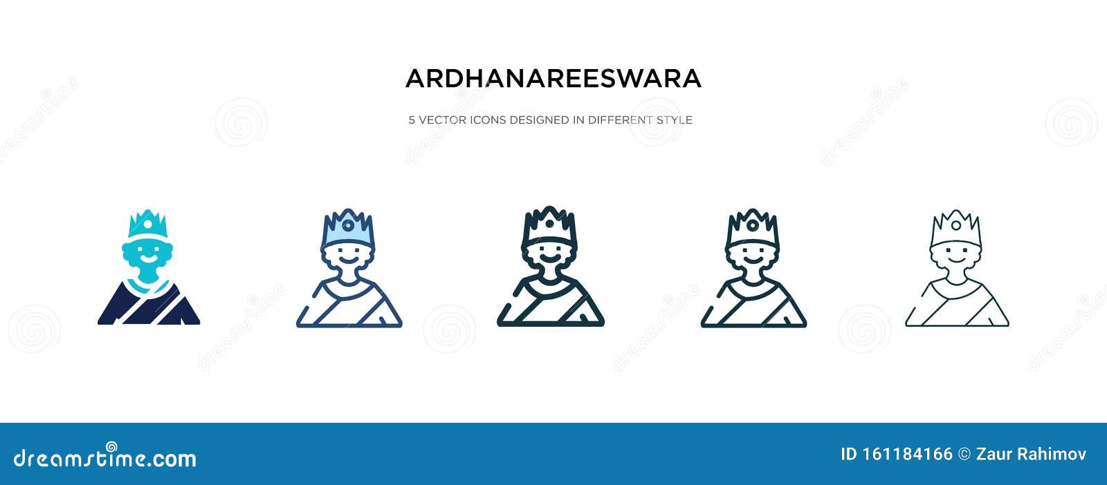 Ardhanareeswara Icon in Different Style Vector Illustration. Two ...