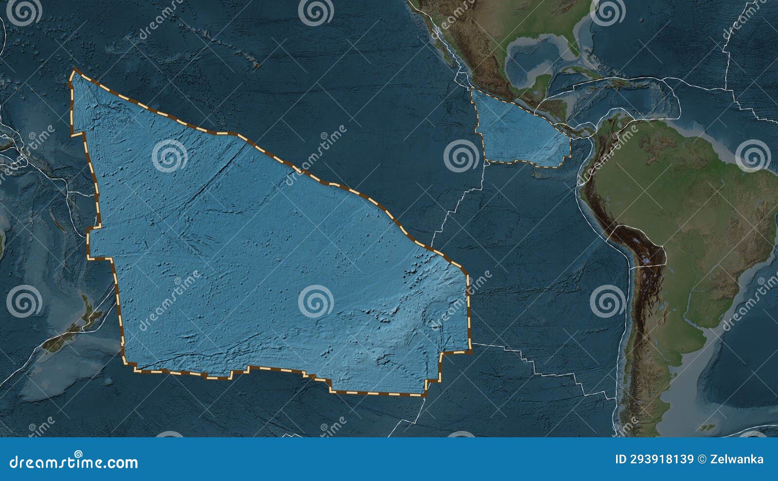 Cocos Plate Extracted. Patterson Cylindrical. Topografic Stock
