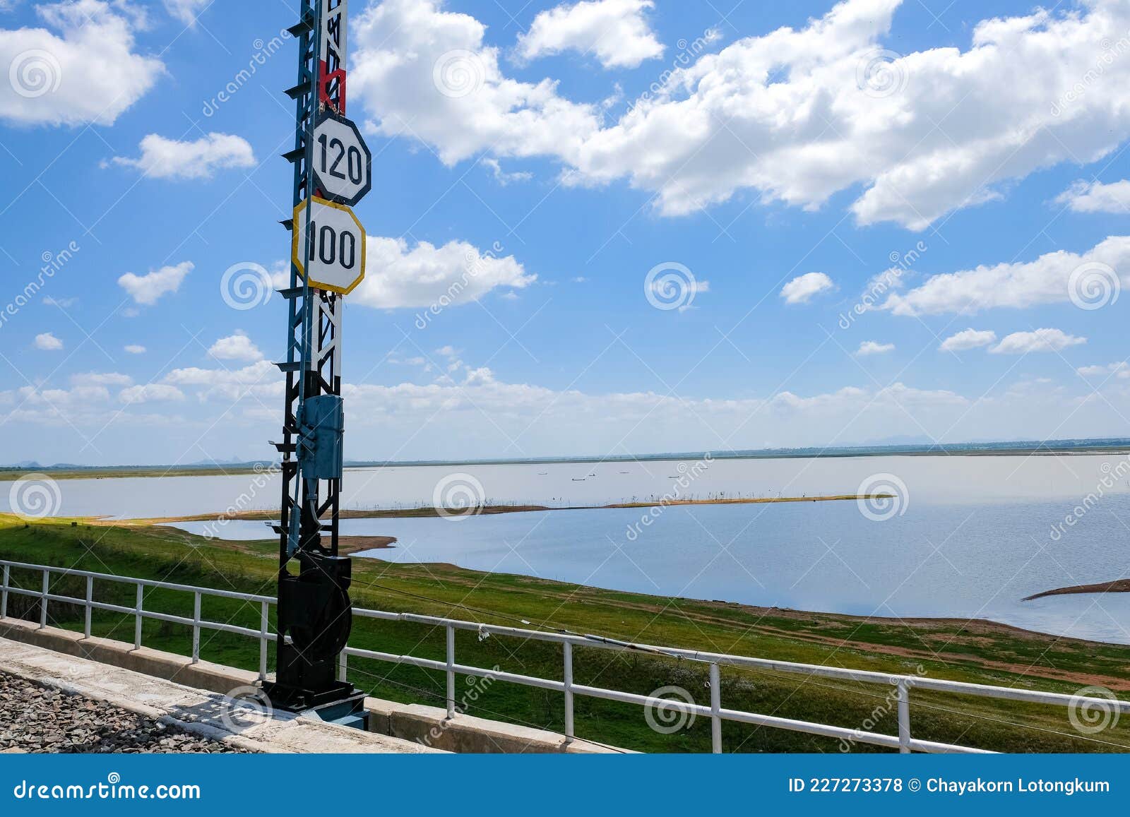 area of railroad tracks for travel train parked with floating railway bridge