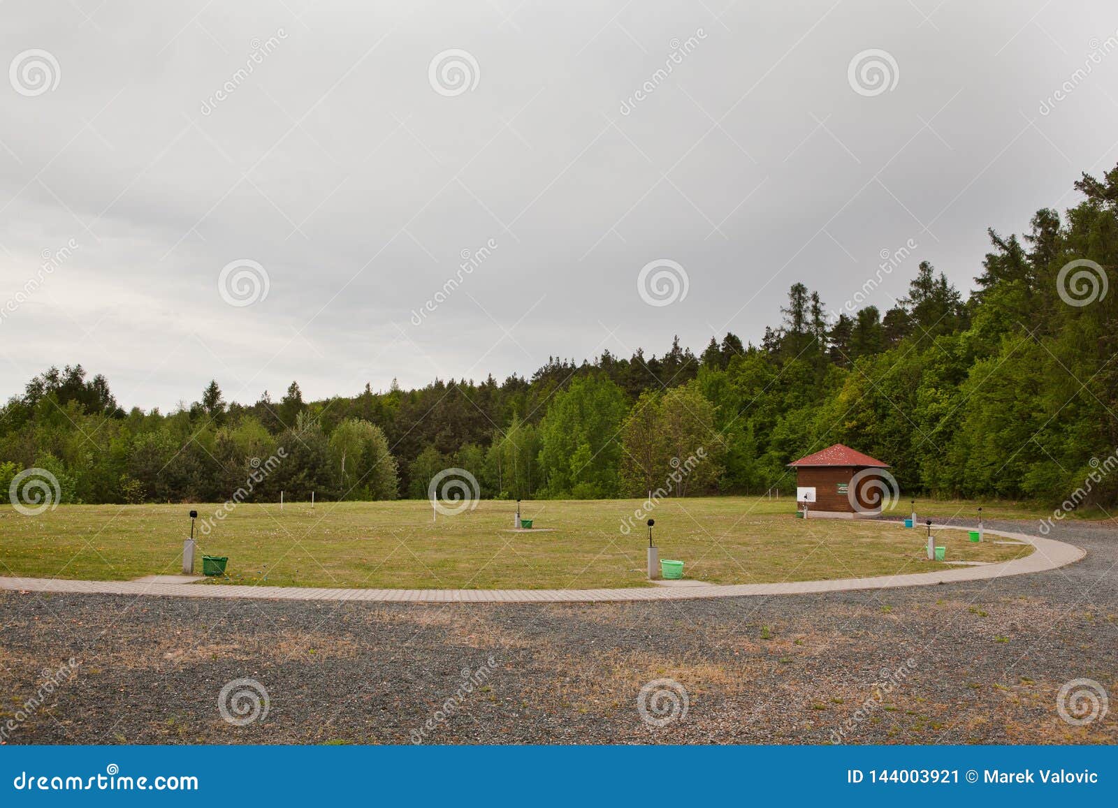 areal of skeet shooting range during cloudy day