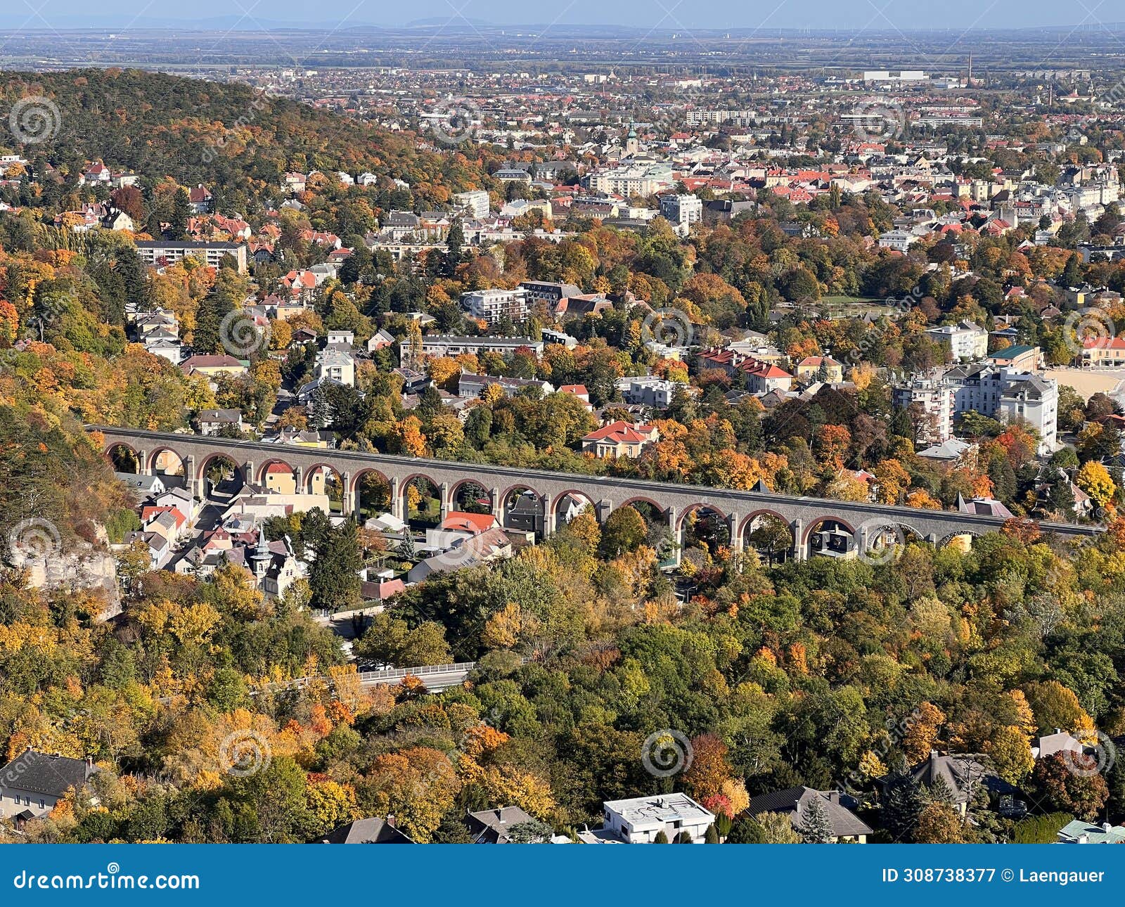 areal view of baden bei wien in fall
