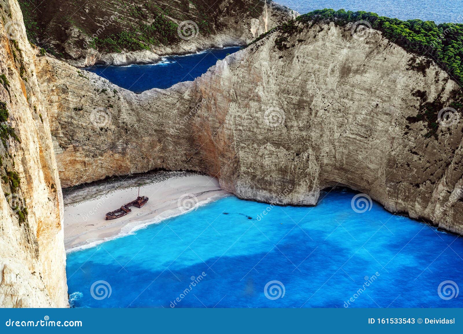 areal view of navagio - shipwrerck beach in zakynthos.