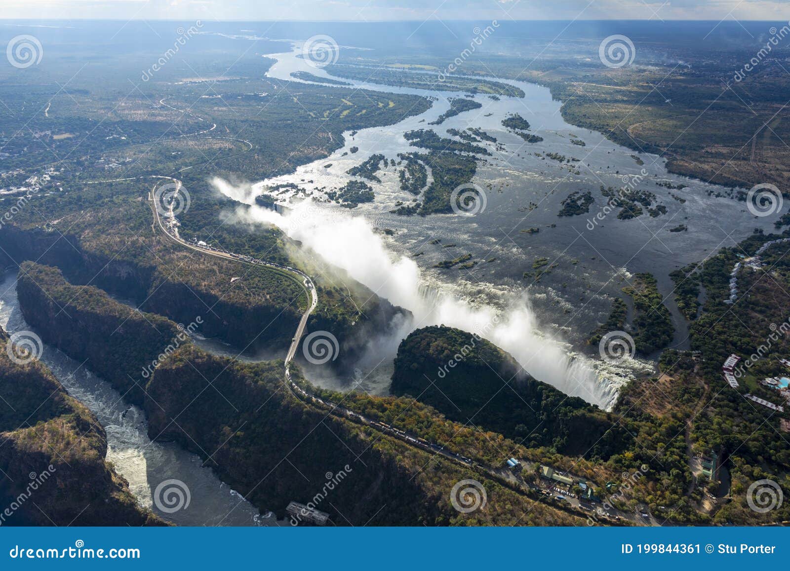areal view of victoria falls in zimbabwe