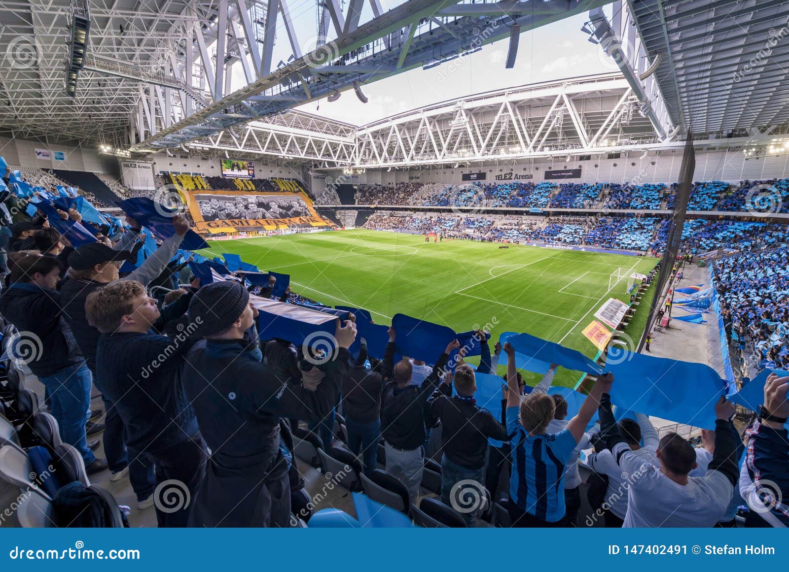 Arena Tele2 Durante El Partido Entre Djurgarden Y AIK En La Liga Sueca De Allsvenskan Foto editorial - Imagen de meta, espectador: 147402491