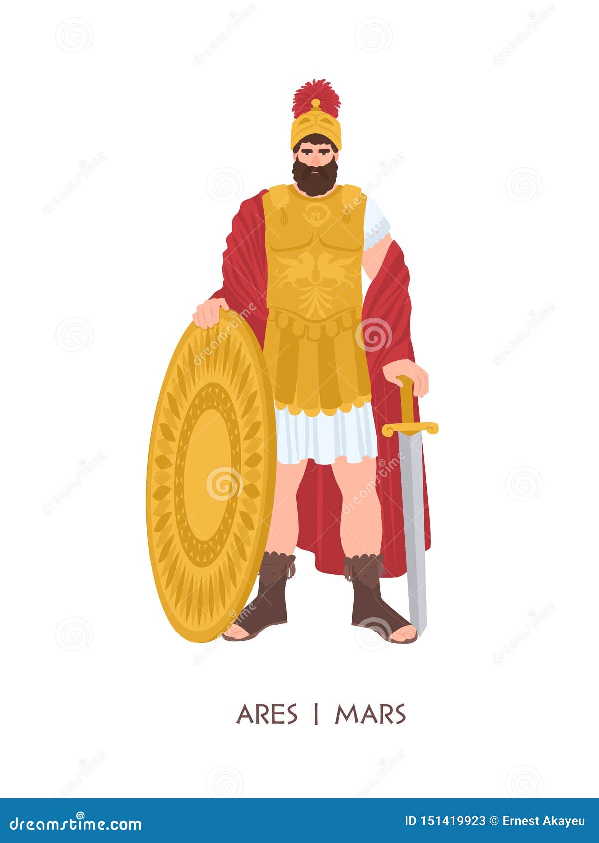Ares Oder Mars Olympischer Gott Oder Gottheit Des Krieges In Der Griechischen Und Romischen Religion Und In Der Mythologie Trag Vektor Abbildung Illustration Von Kerl Karikatur 151419923