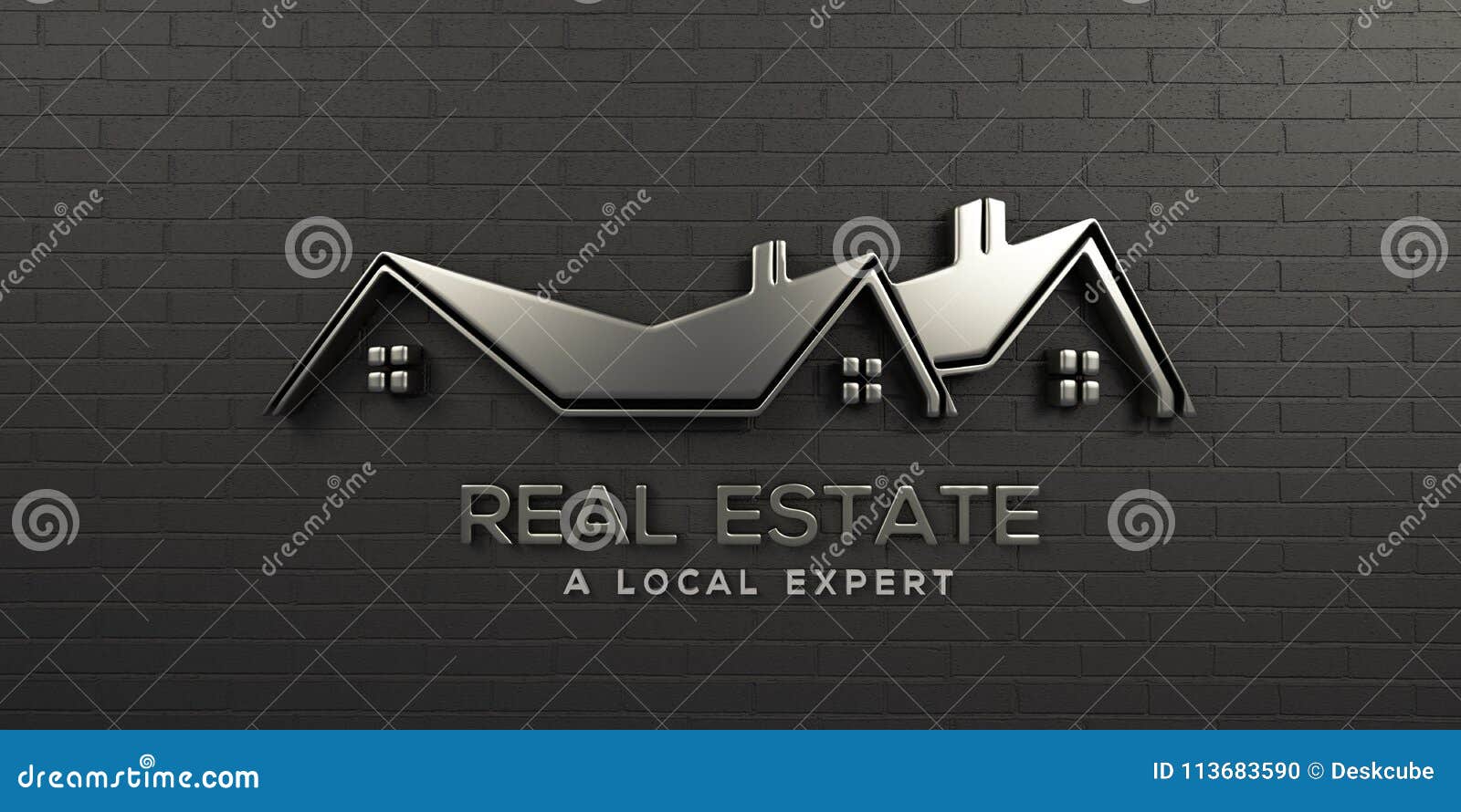 Argent Logo Design De Real Estate Illustration Du Rendu 3d Illustration