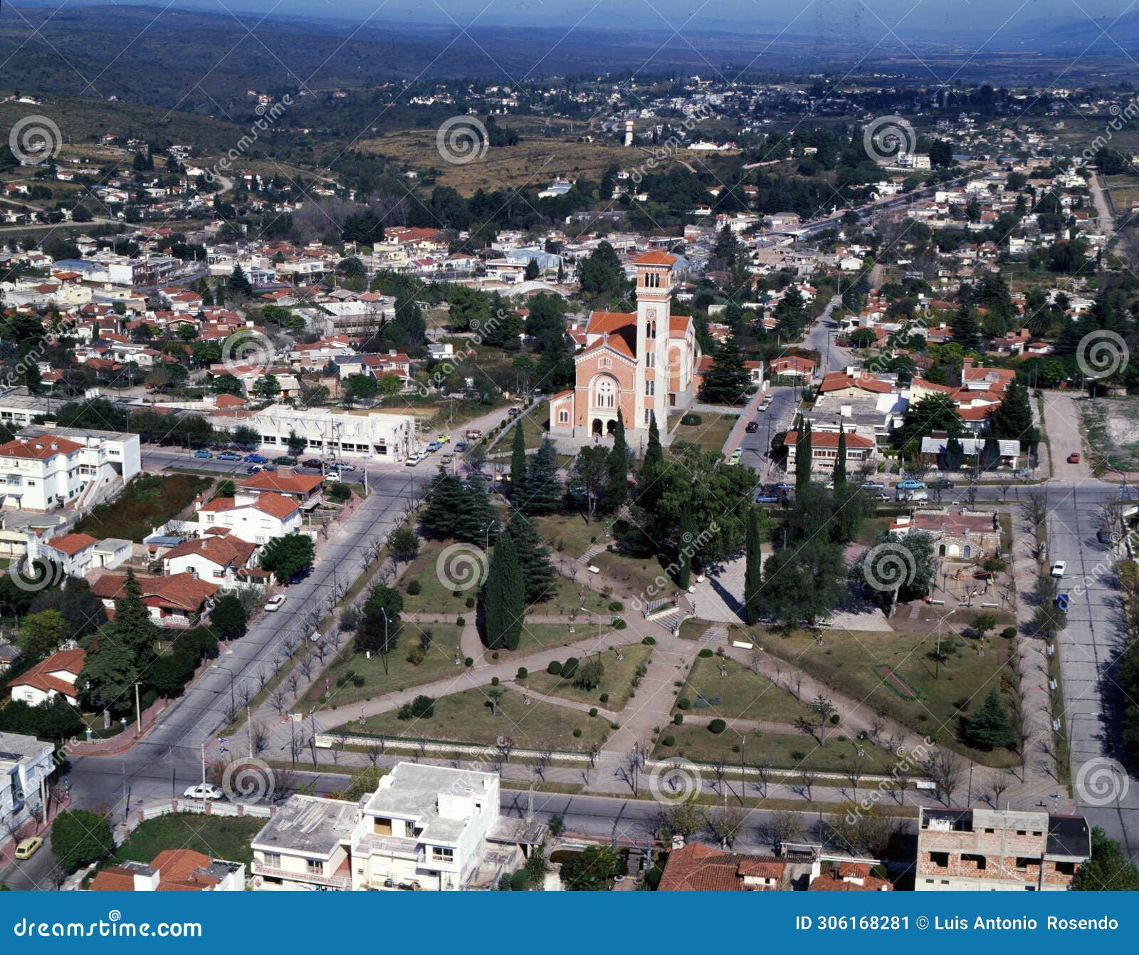 argentina cordoba aerial view of the city of la falda