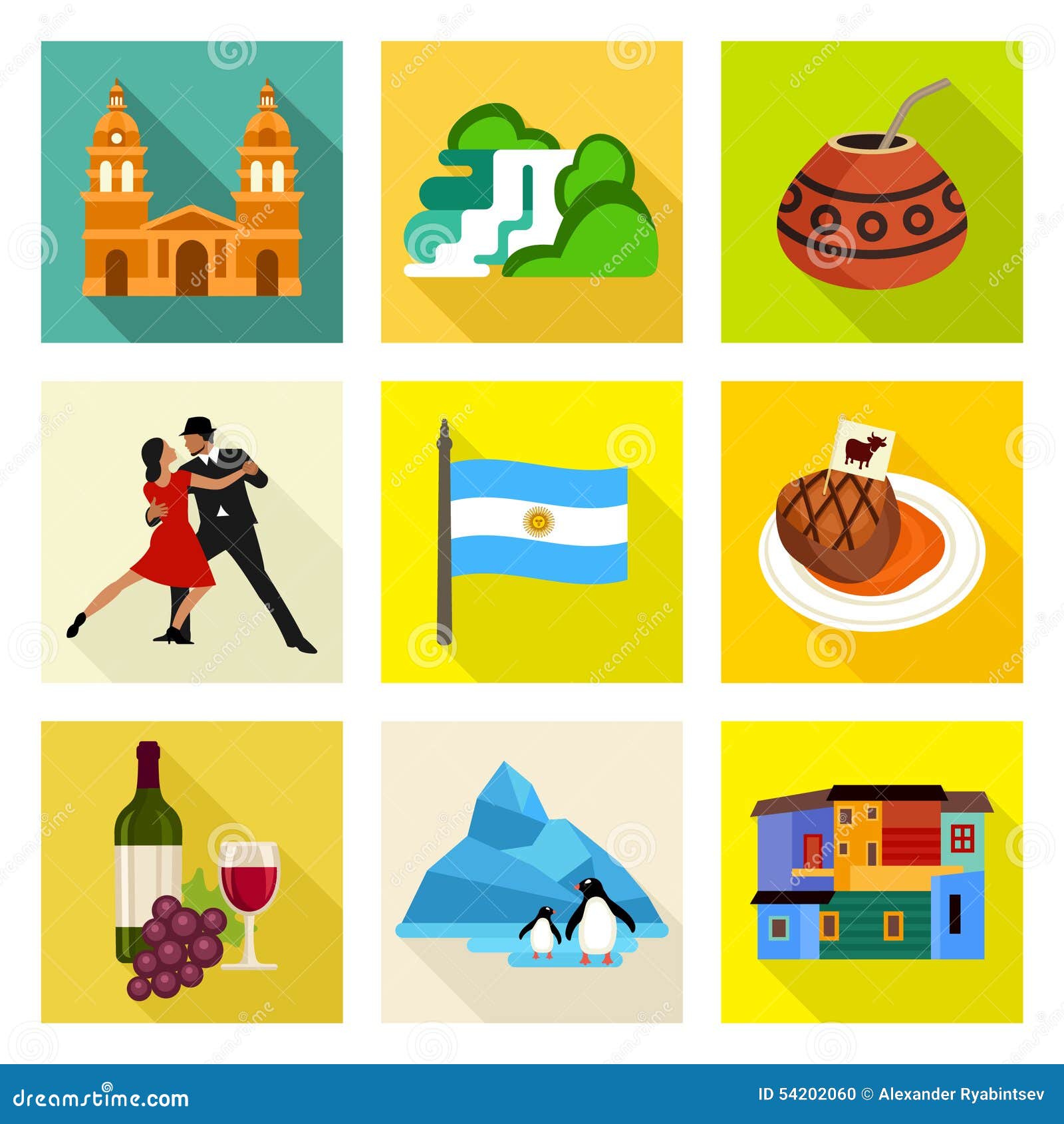 Argentina icon set stock vector. Illustration of black - 54202060