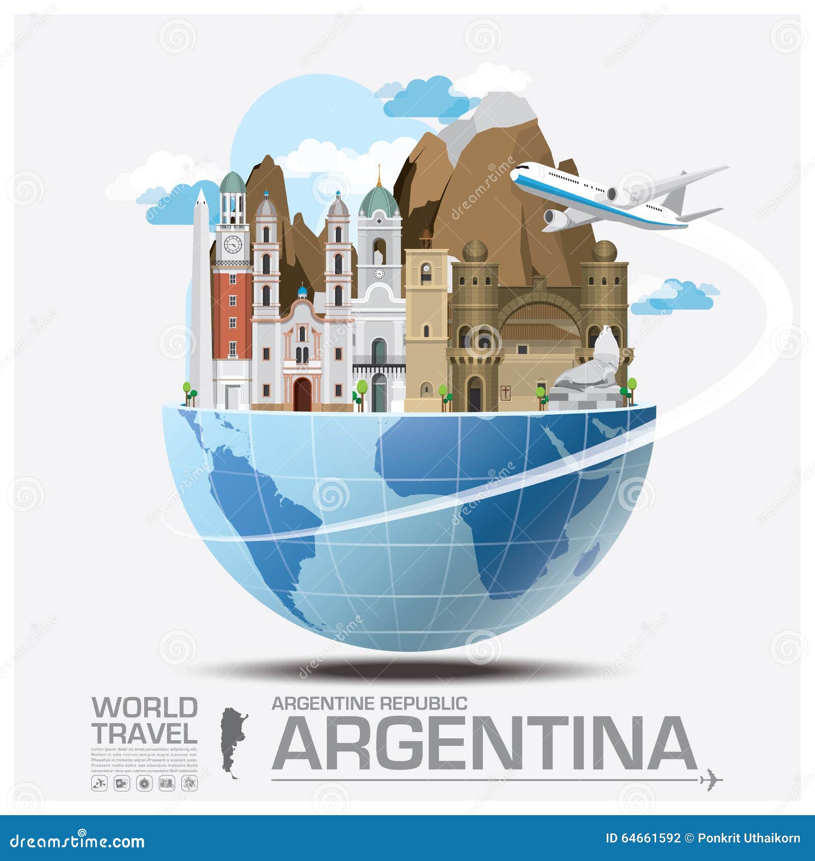 Argentina Landmark Global Travel And Journey Infographic Stock Vector