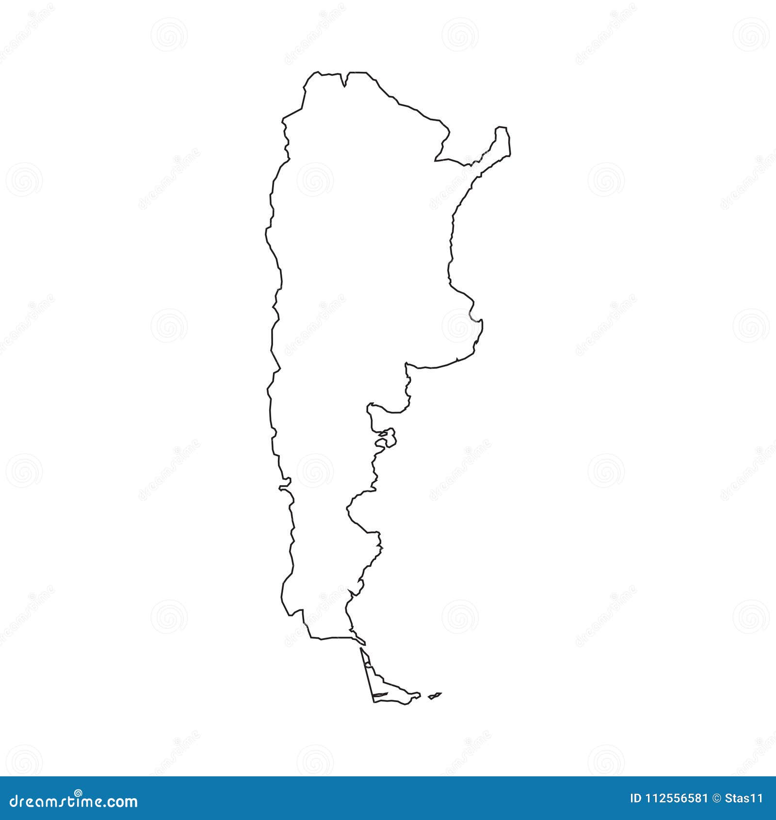 argentina linear map on a white background.  
