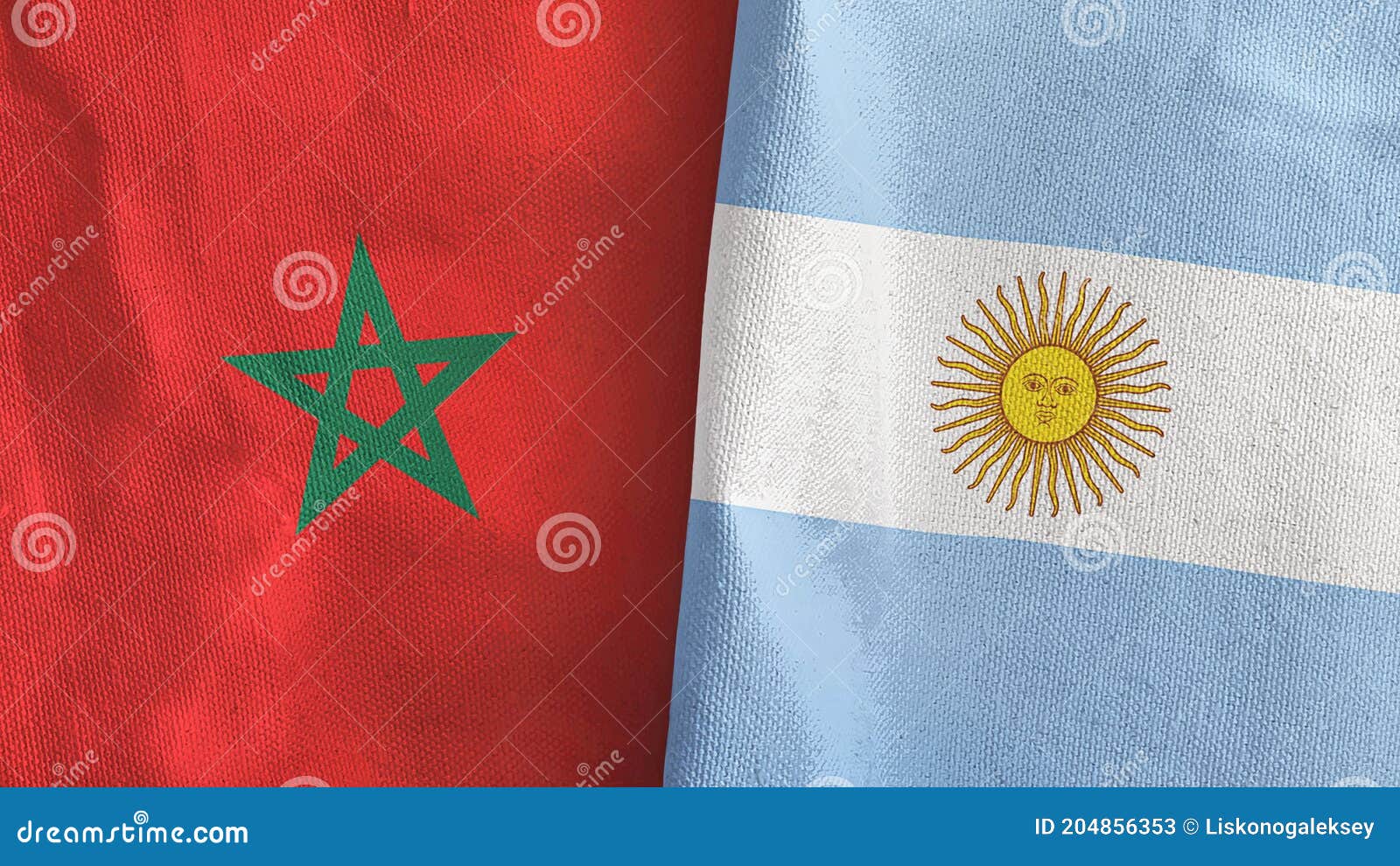 Argentina Vs Morocco Smoke Flags Placed Side By Side. Thick Colo