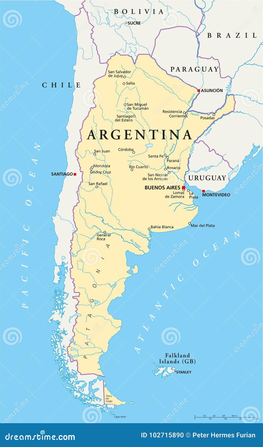 Argentina Political Map Stock Vector Illustration Of America 102715890