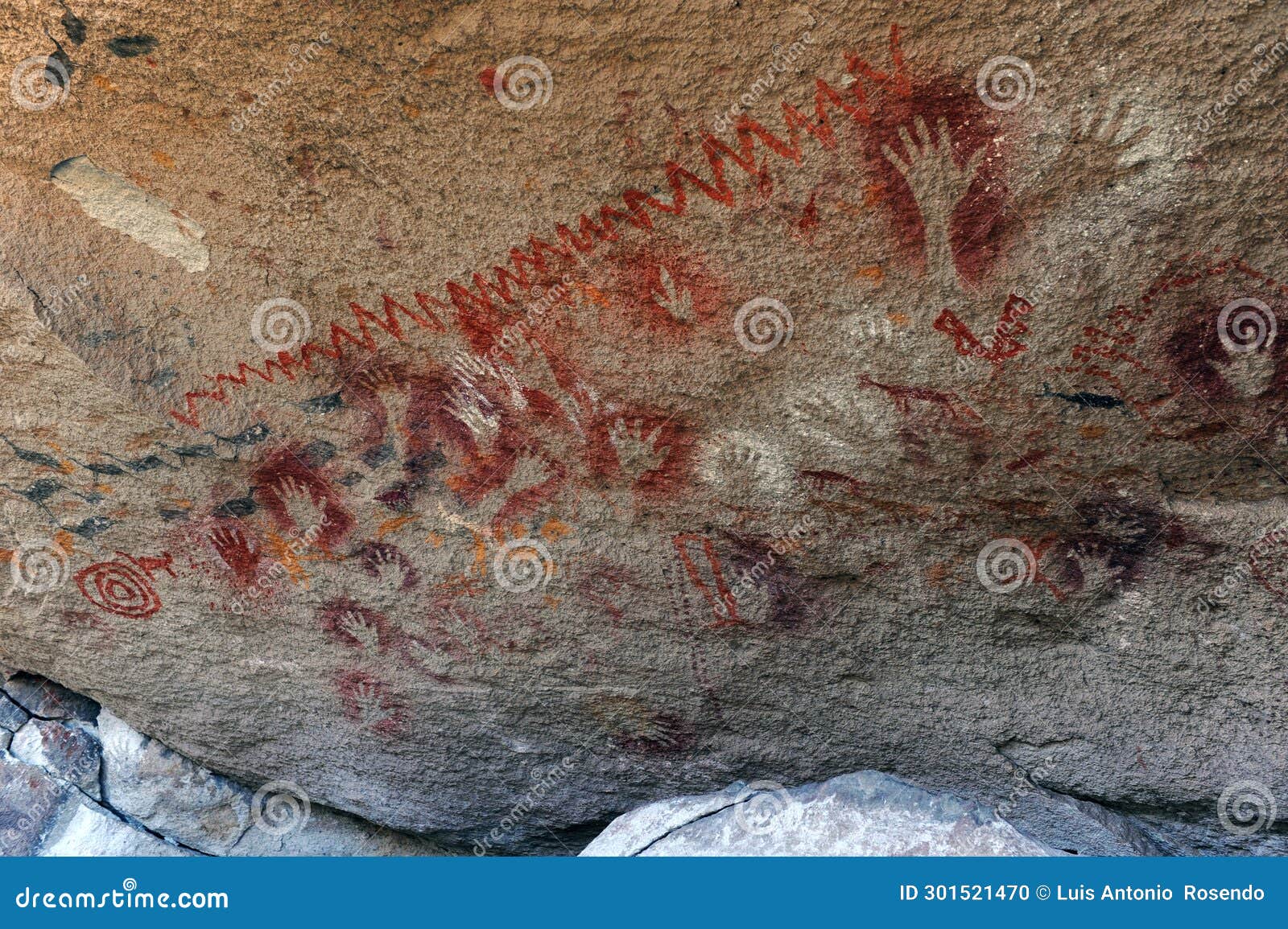 argentina the caves of the pinturas river keep works made by the tehuelche indians and their ancestors. its age is 9,