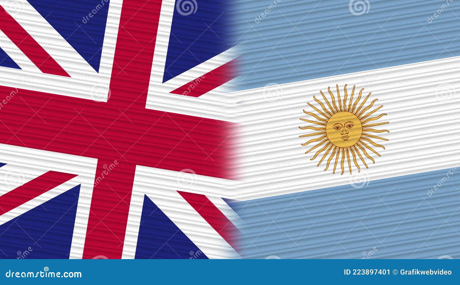 Argentina and United Kingdom Flags Together Fabric Texture Stock ...