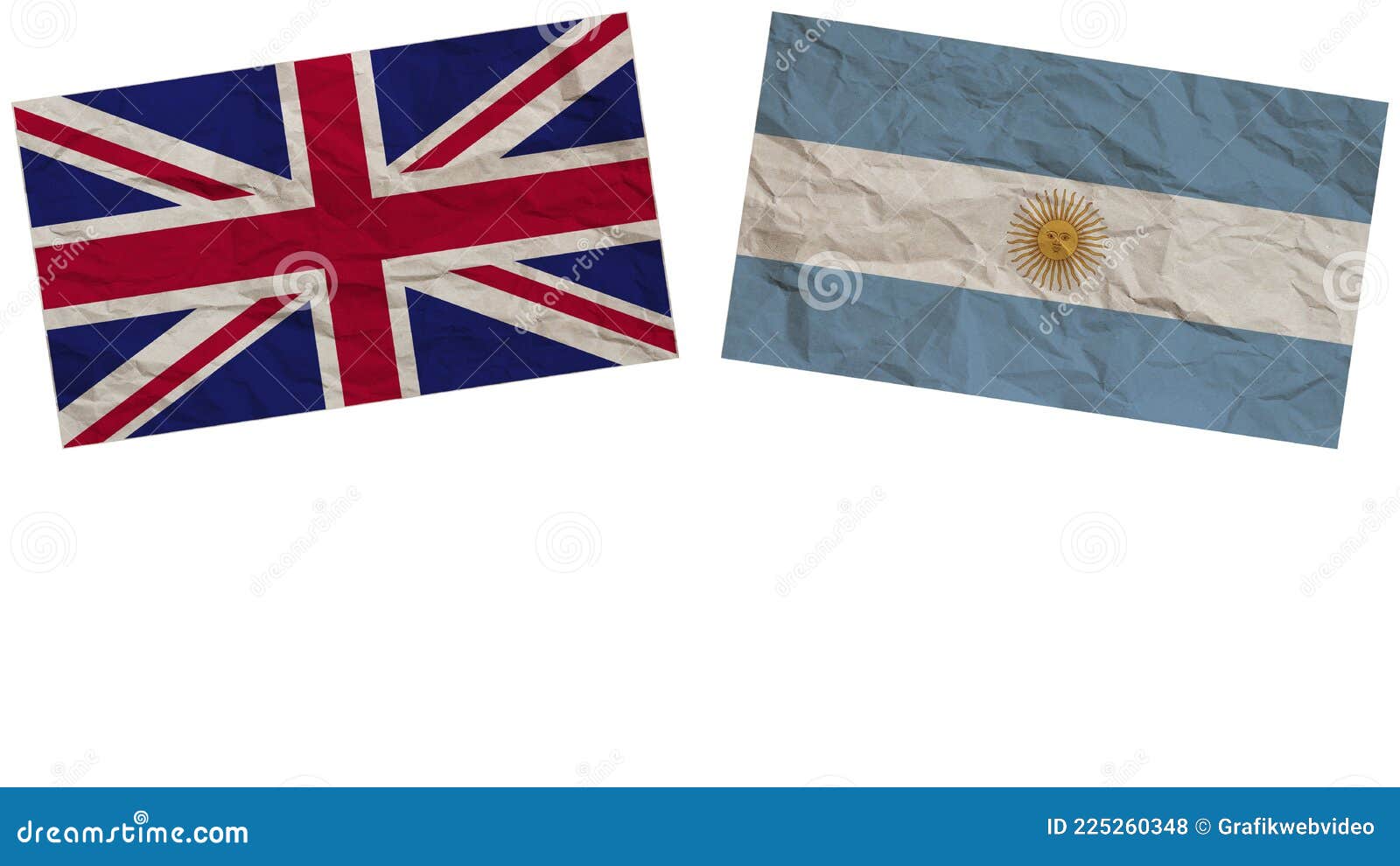 Argentina and United Kingdom Flags Together Paper Texture Illustration ...