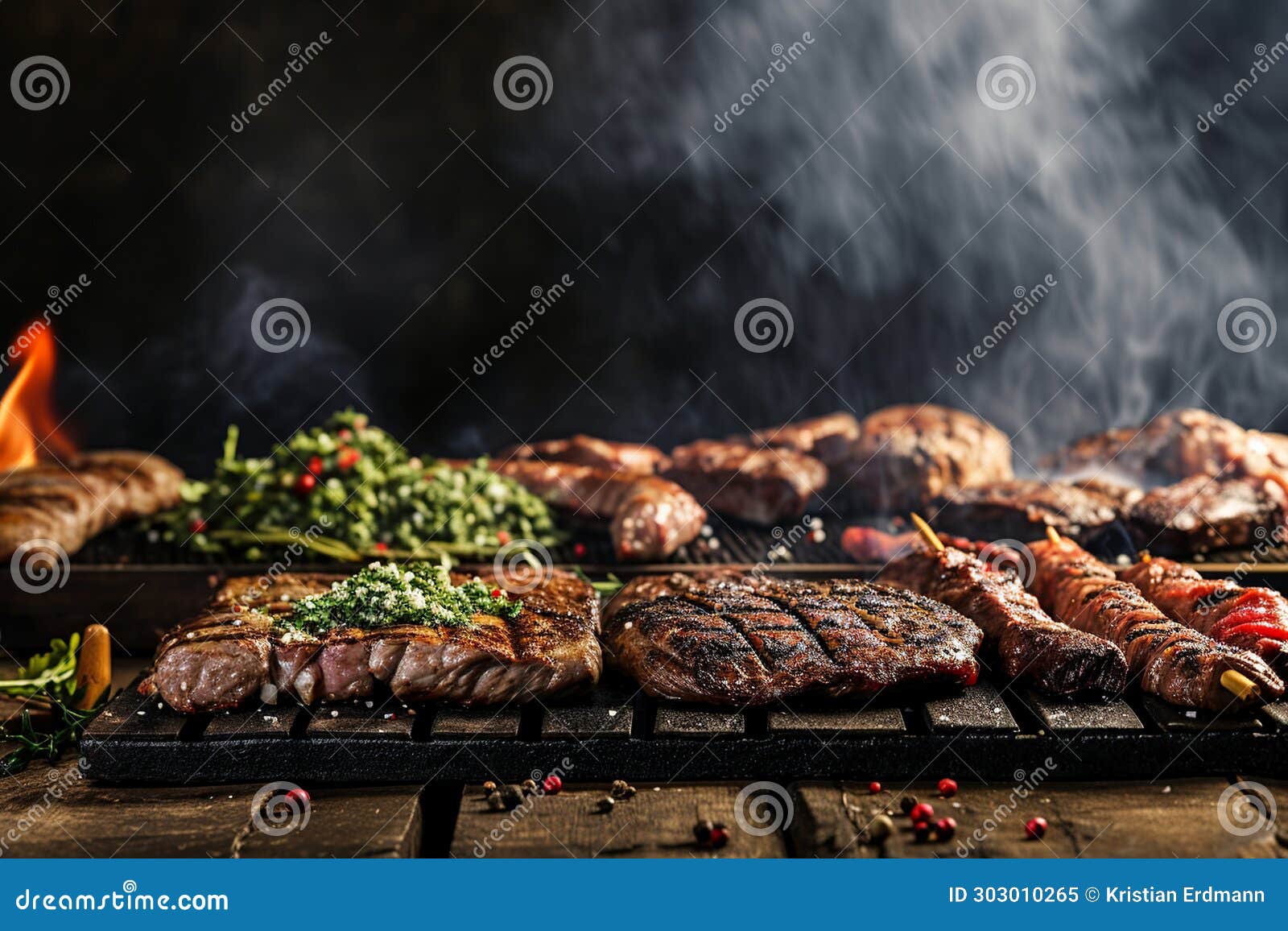 argentine parrilla with grilled meats and chimichurri sauce