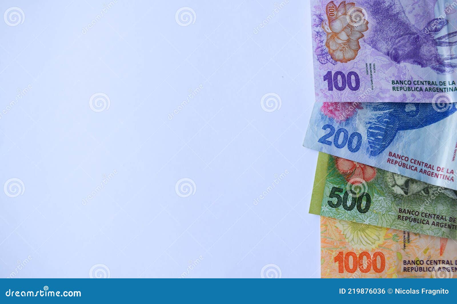 argentinian money with white background