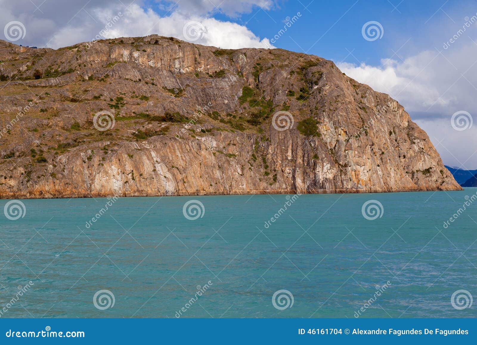 The Argentino lake in argentinian patagonia with its green waters and mountains with.