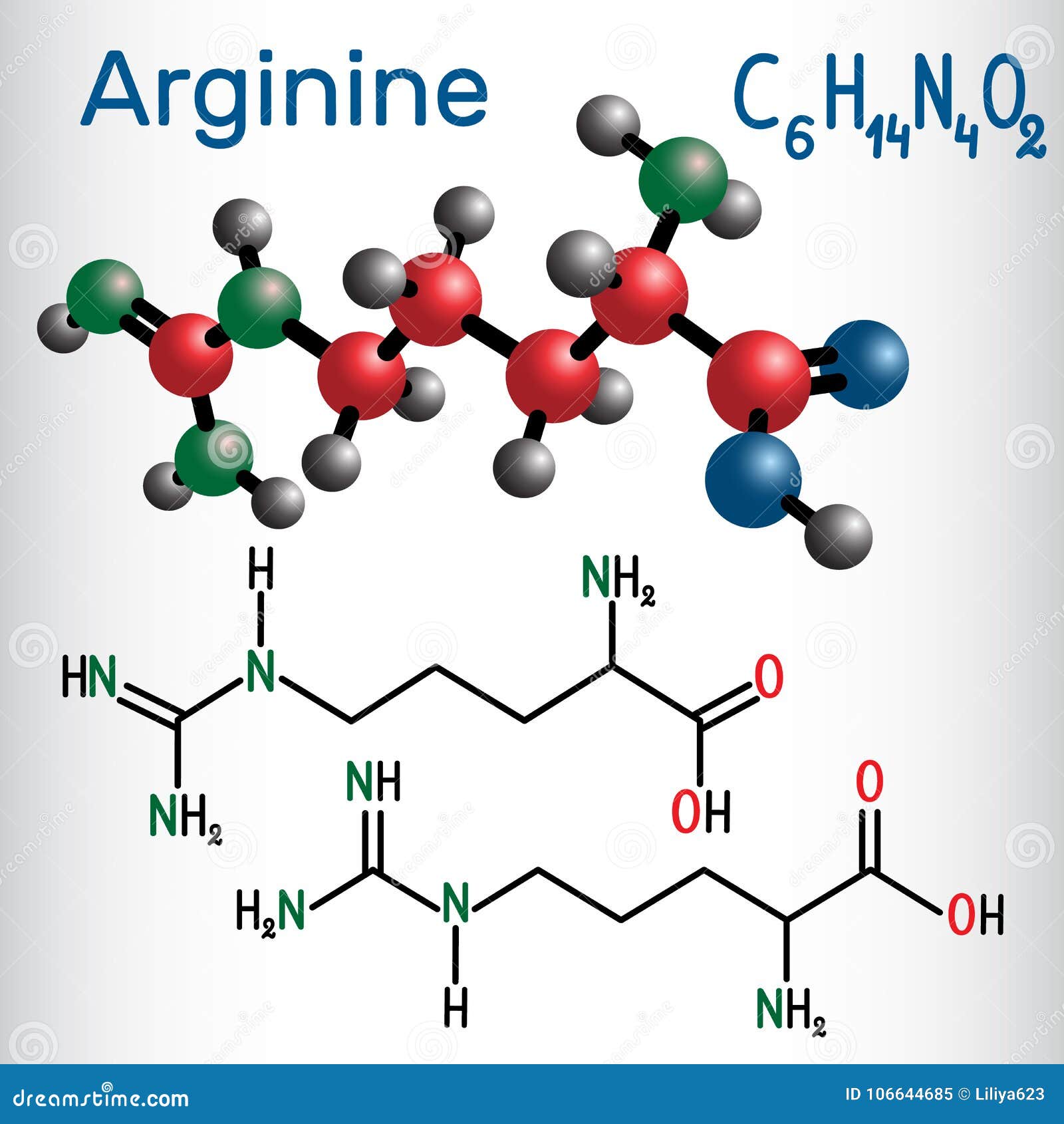 Arginine Amino Acid Chemical Molecular Formula Arginine Amino Acid Vector Illustration On