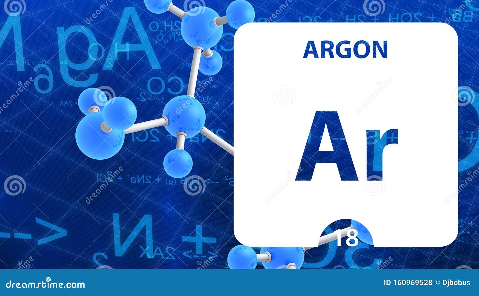 Argon Ar, Chemical Element Sign. 3D Rendering Isolated On White