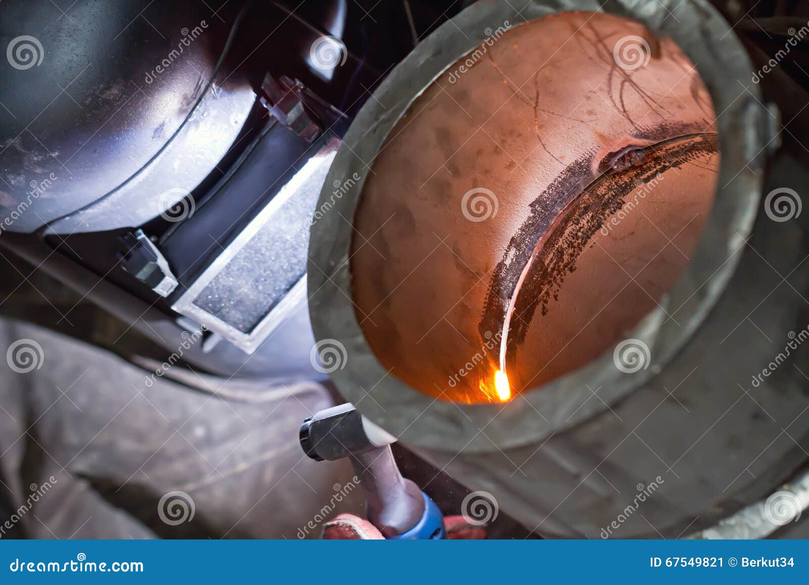 Argon Arc Welding of Thickwalled Stainless Steel Pipe Stock Image