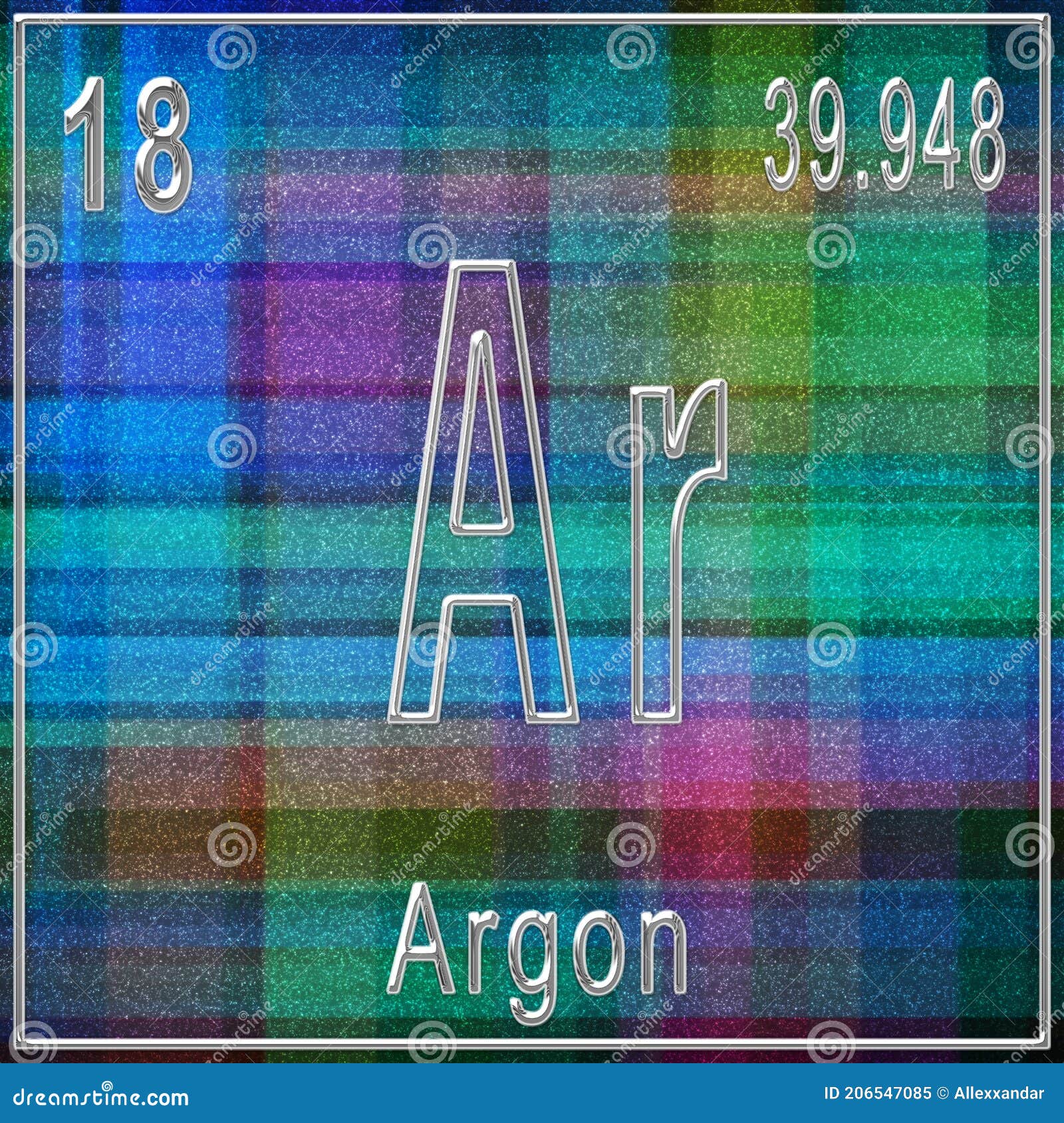 Argon Chemical Element, Sign with Atomic Number and Atomic Weight Stock