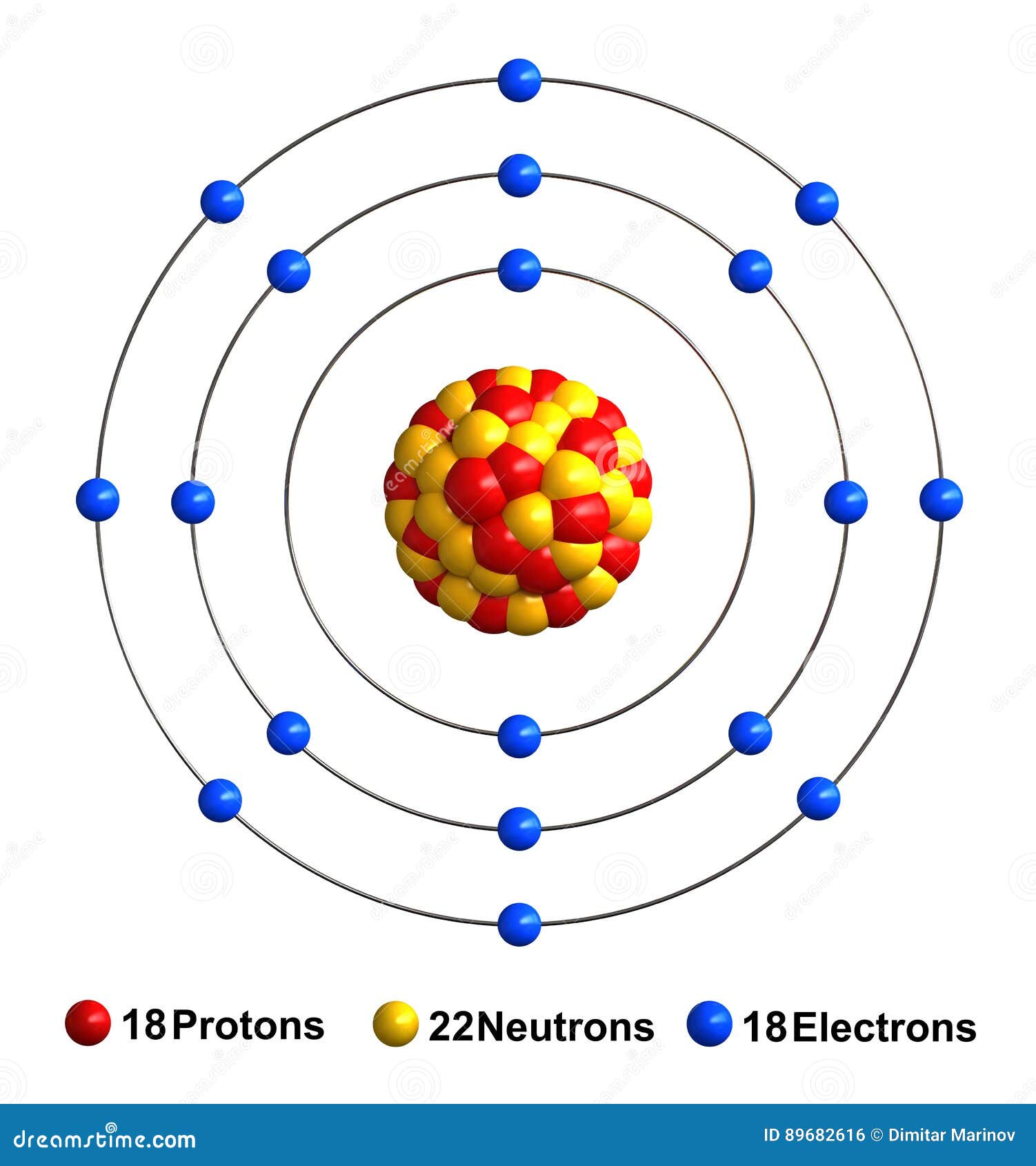 Argon stock illustration. Illustration of symbol, atoms - 89682616
