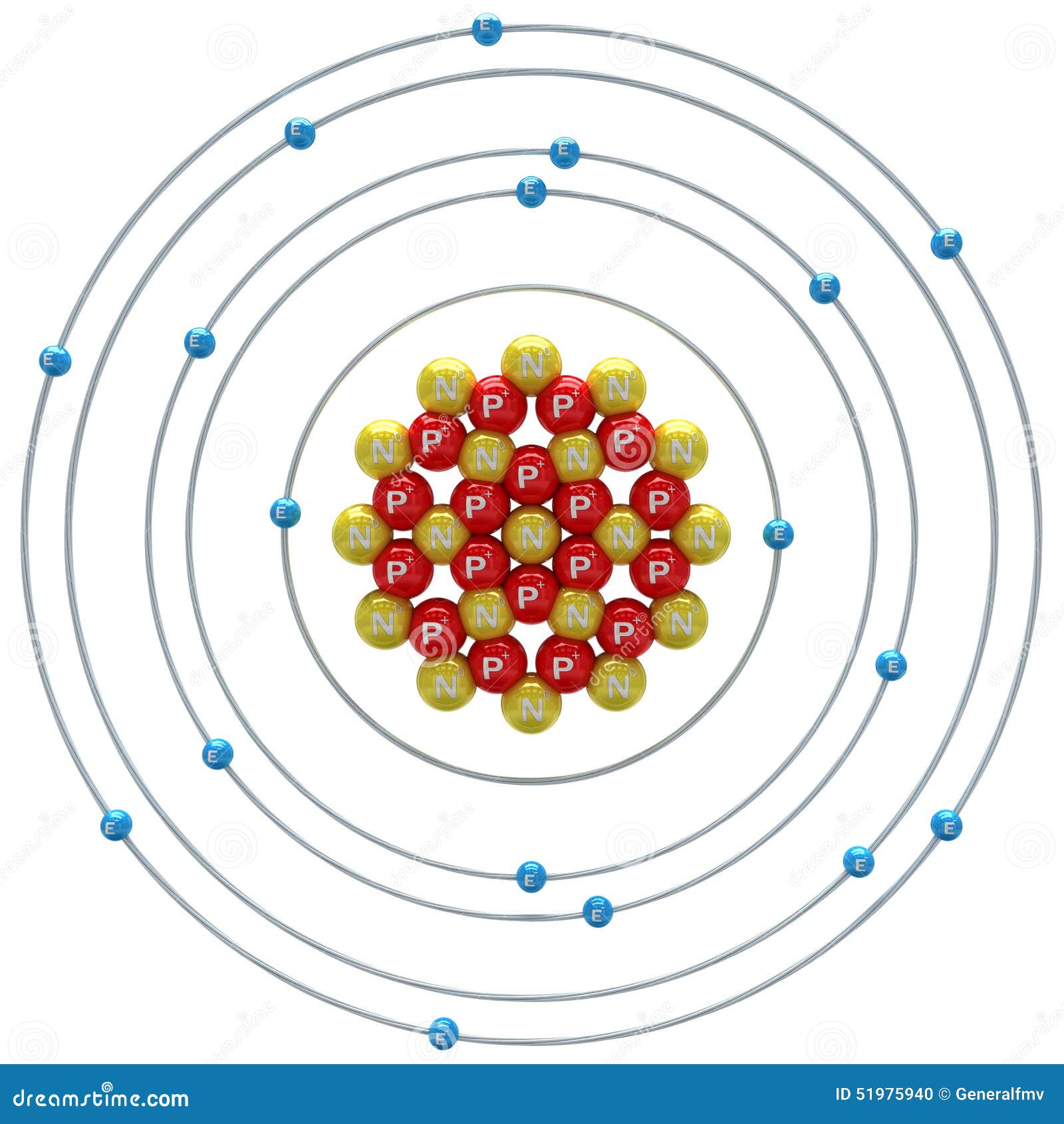 Argon (unstable Isotope) Atom on a White Background Stock Illustration ...