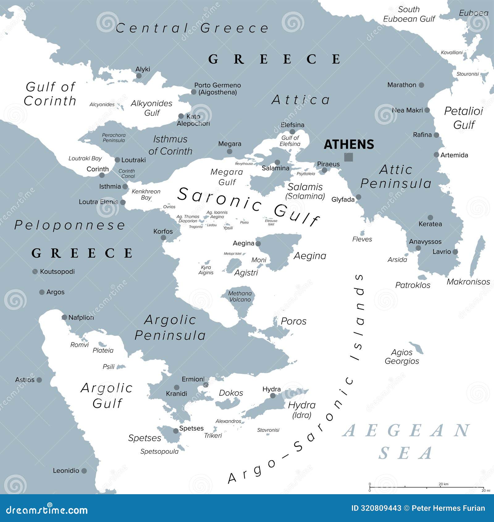 Poros Island Hellenic Republic, Greece, Attica Map Vector Illustration