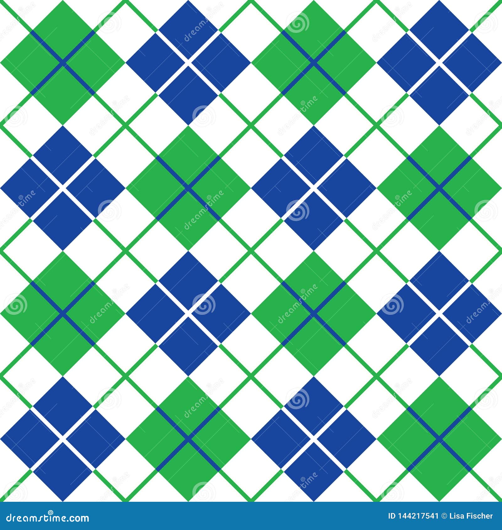 Argyle Pattern in Blue, Green and White Stock Vector - Illustration of ...