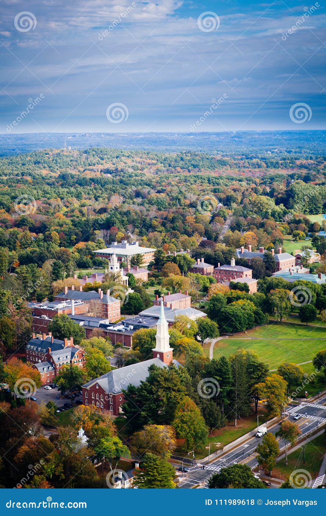 Arial View of a Phillips Academy in Andover Massachusetts in the Fall ...
